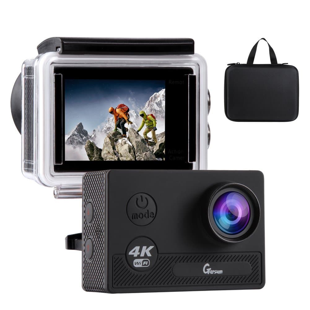 4K Action Camera Underwater Camera Wi-Fi 4K Waterproof up to 30m 2.0'' LCD 170°Ultra Wide-Angle Two 1050mAh Batteries with Portable Case and Kit of Accessories