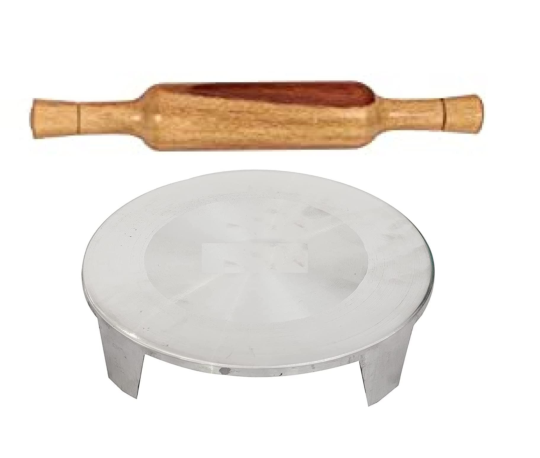 VOMI Aluminum Chakla/Rolling Board/polpat/roti Maker (9.5 inches) and Wooden belan/Rolling pin