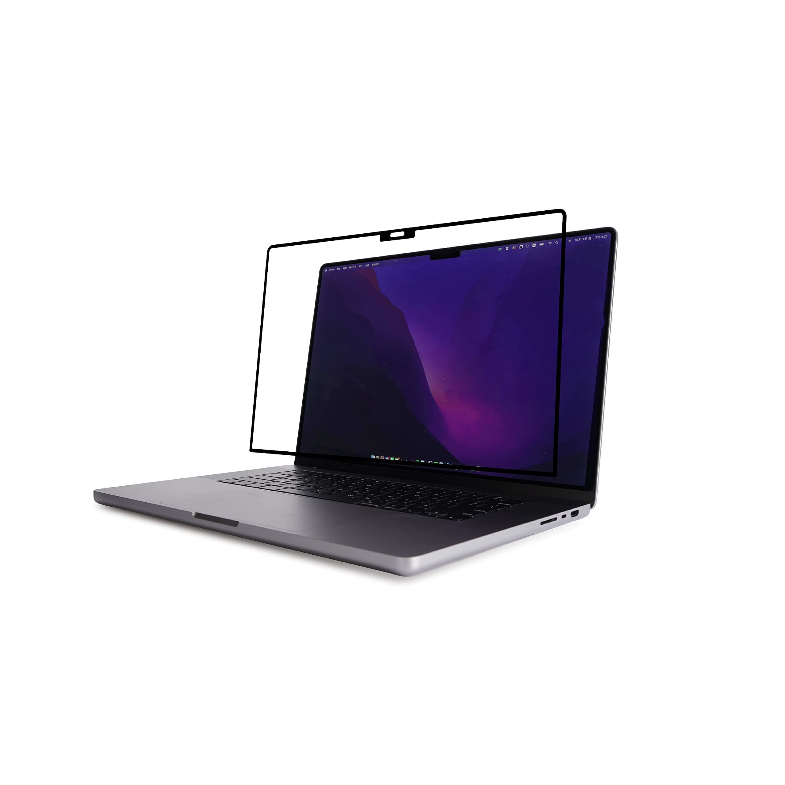 Moshi iVisor AG Anti-glare Screen Protector for MacBook Pro 16-inch (M1-M2, 2021-2023), Easy-Installation, Washable & Reusable, Scratch Protection, Fingerprint Resistant - Black (Clear/Matte)