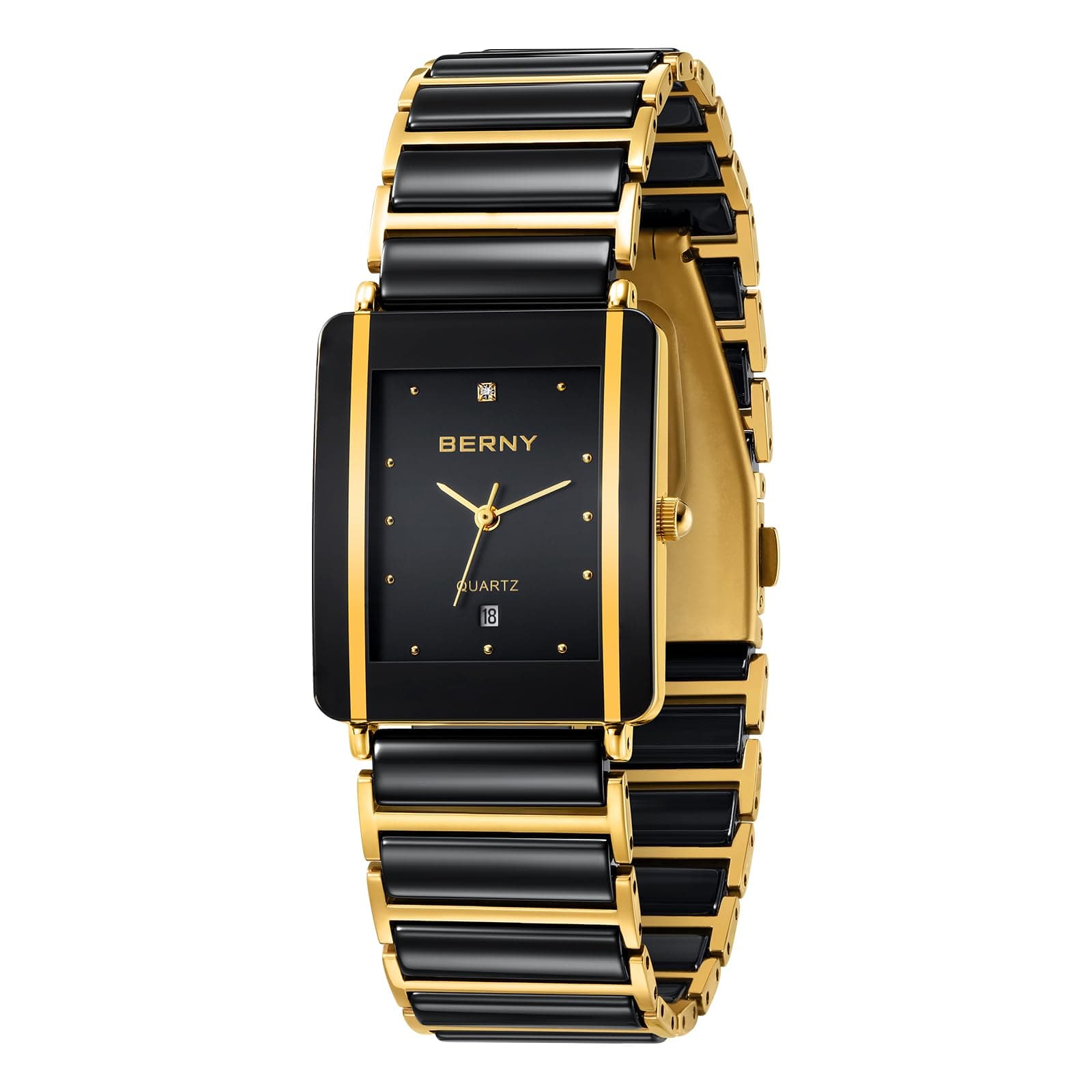 Mens Quartz Watches Ceramic Bands Watch for Men Rectangular Wristwatch Valentines Gift for Men Lovers