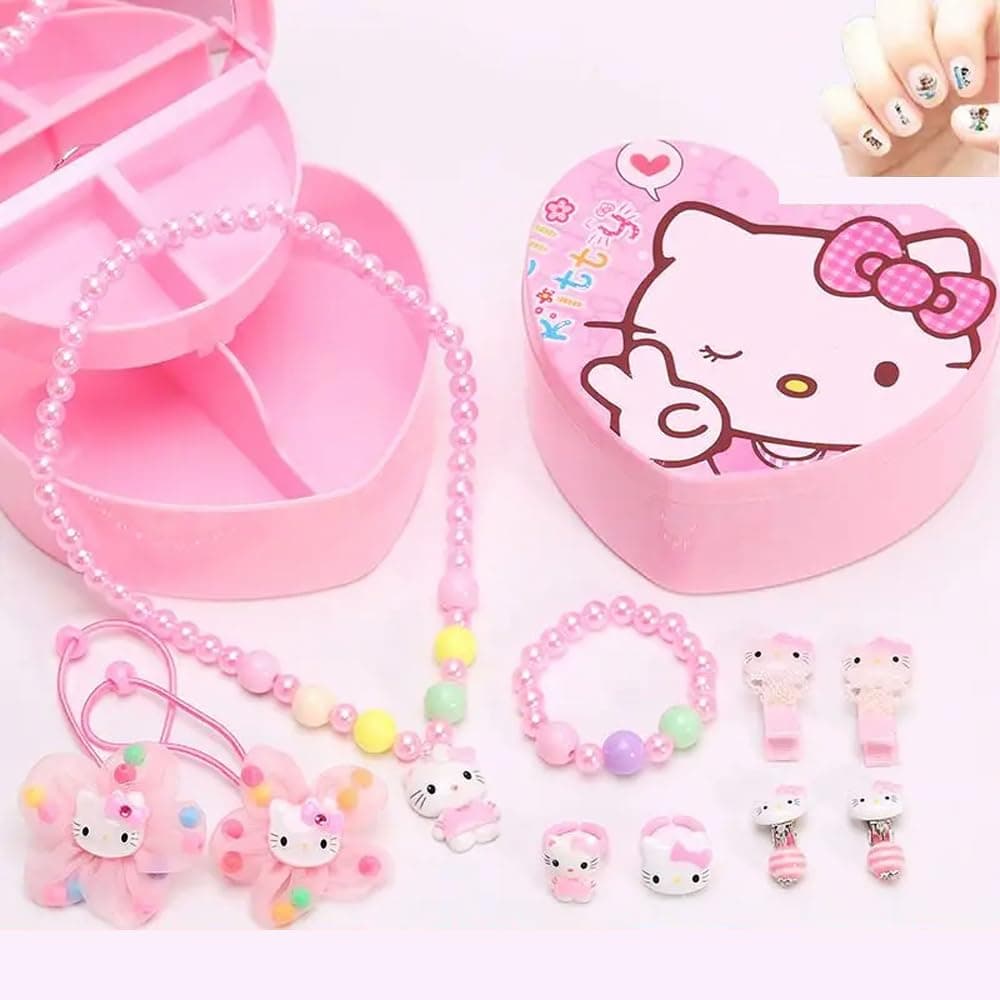 AMERTEER Cute Cartoon Jewelry Set for Girls | Kids Accessories Gift Set with Charm Bracelet, Necklace & Earrings - Pretend Play Dress-Up Jewelry, Birthday Party Gifts for Toddlers & Girls Jewelry Set