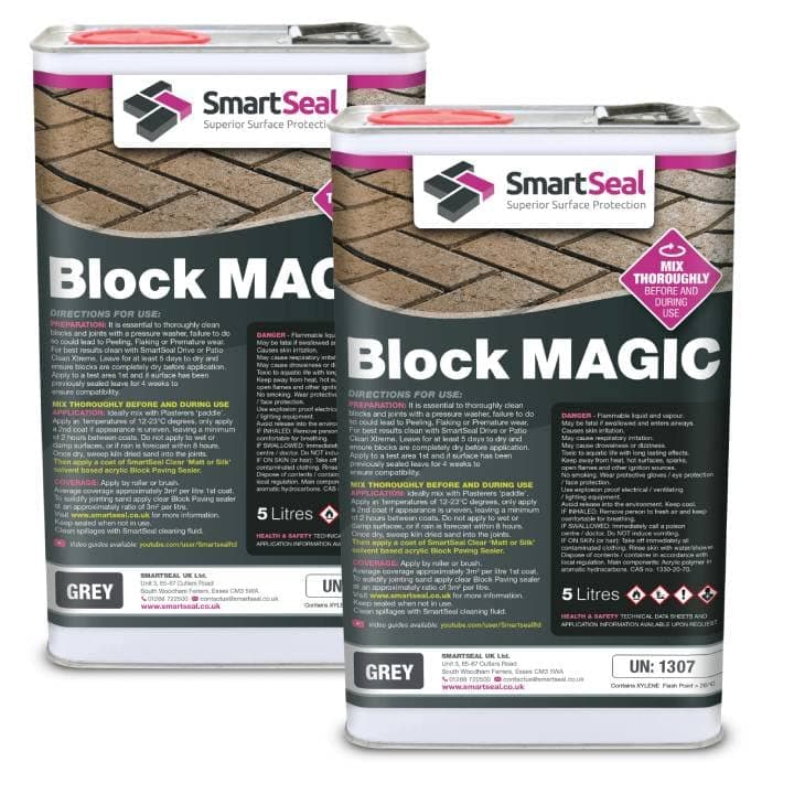 Smartseal ‘Block Magic' – A Re-Colouring Block Paving Sealer. Superior to a Concrete Paint - Transform Old Block Paved Drives or Patios - Easy to Apply 2 x 5 Litre (Grey)