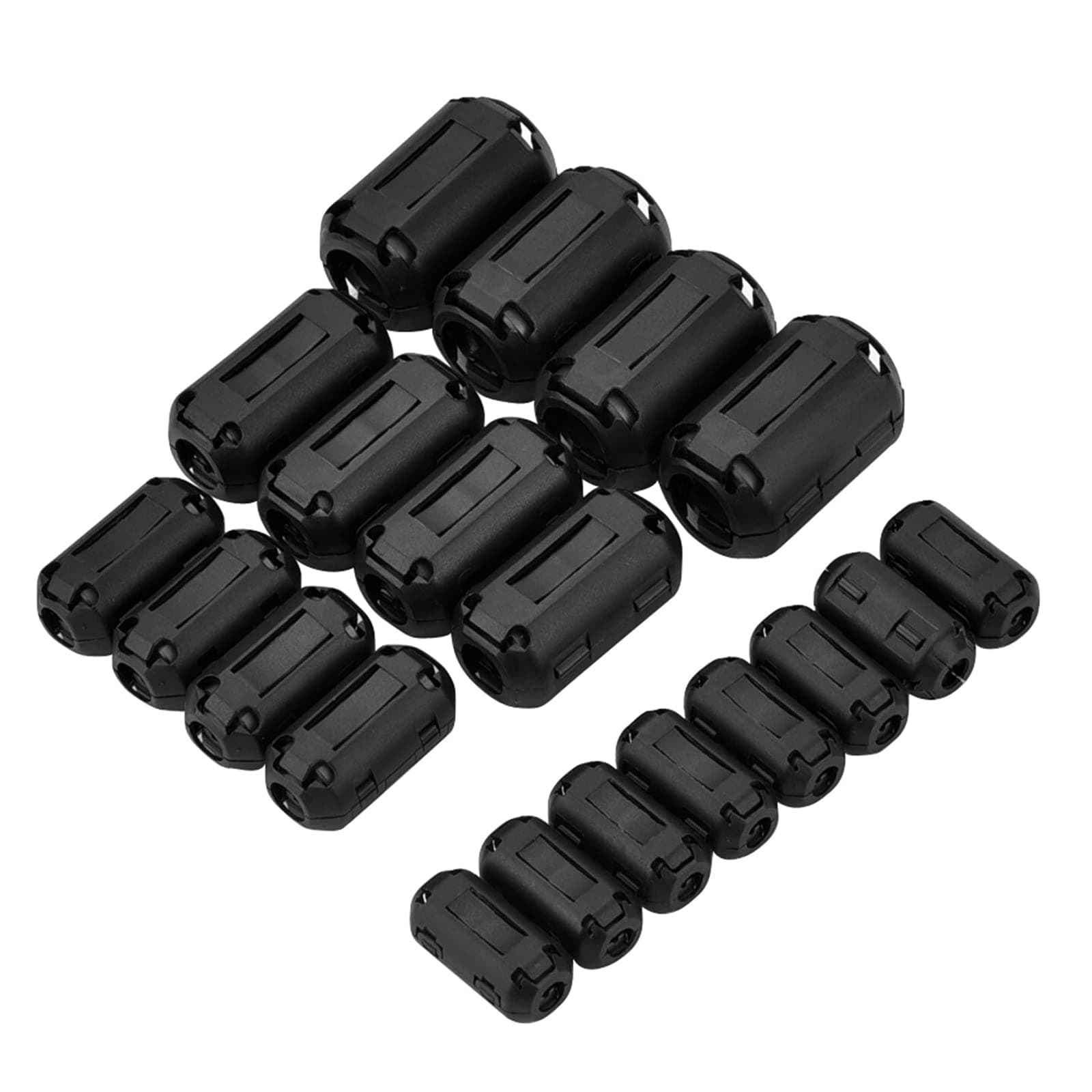 Konohan 20 Pieces Ferrite Bead Clip on Ferrite Core Noise Suppressor Rings RFI EMI Noise Filter Cable Clip for USB Video Data Cable, 0.11/0.19/0.27/0.35/0.51 Inch Inner Diameter, Black