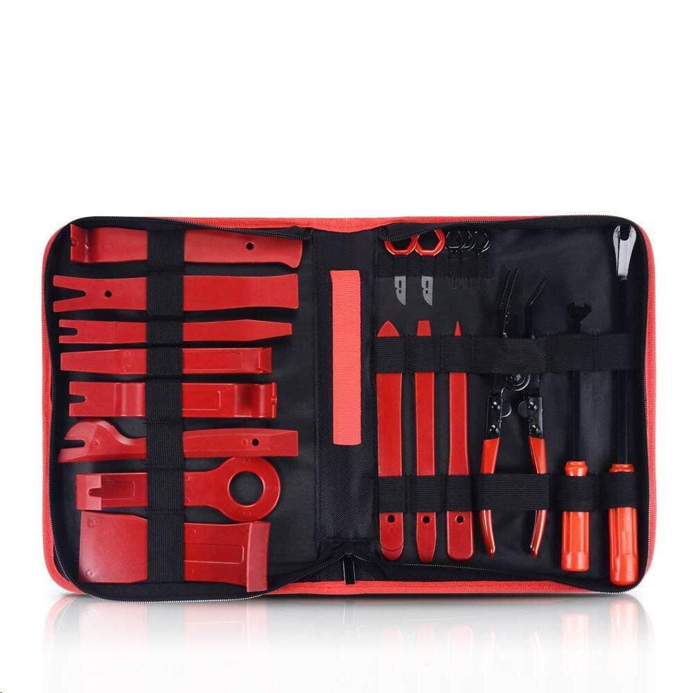 DUANG Car Trim Removal Tool,19pcs Auto Door Panel Removal Tool Sets With lip Plier & Fastener Remover for Car Panel Dash Audio Radio Removal Install and Repair