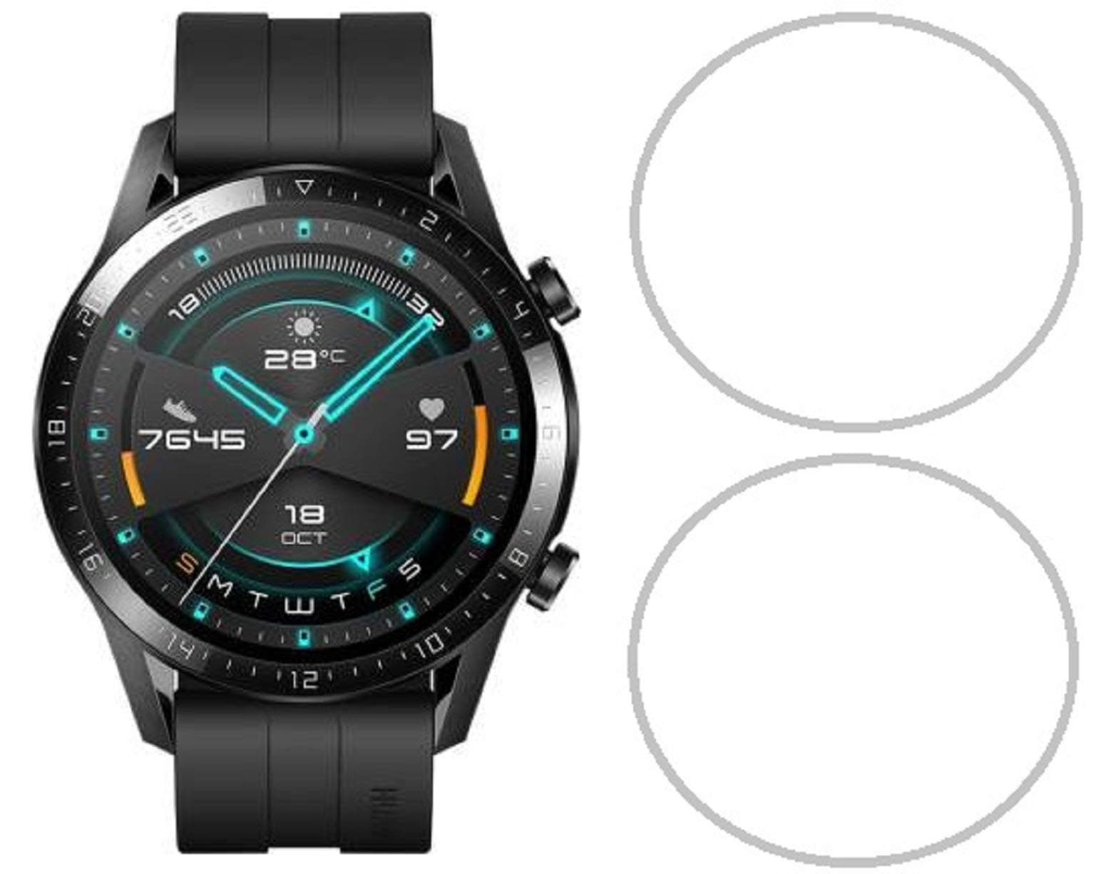 Tempered Glass Screen Protector for Huawei Watch GT 2 46mm (Sport/Classic/Elite Edition) (Pack of 2)