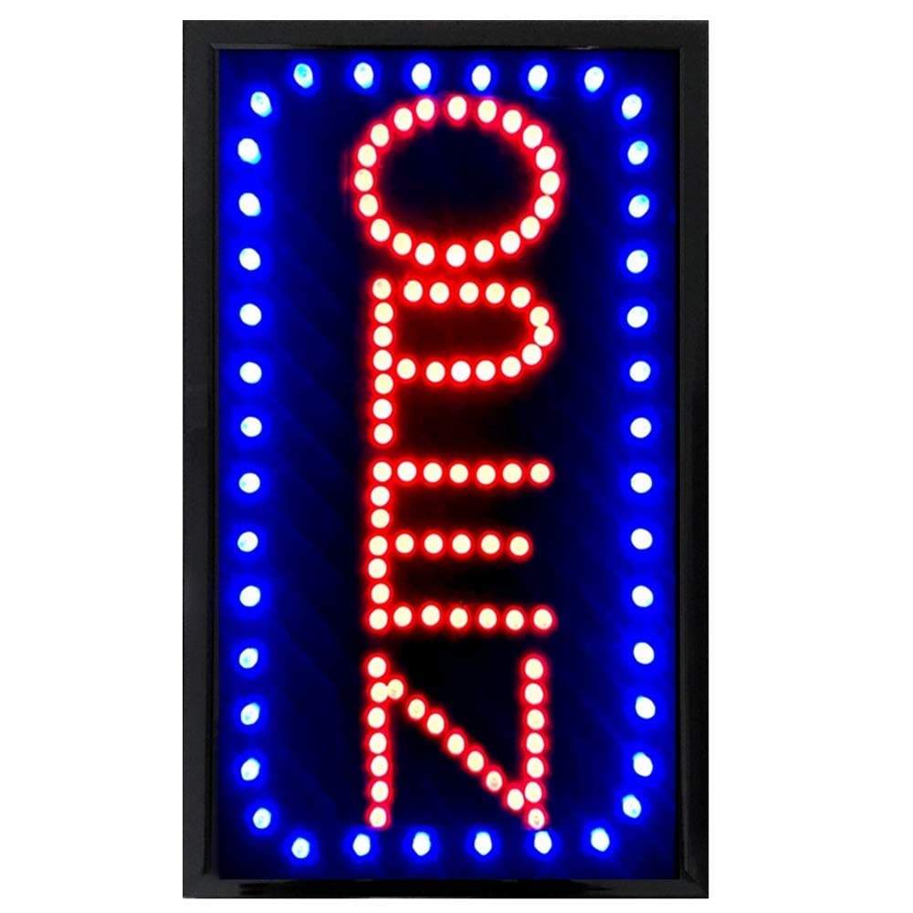 22x13inch Large Vertical LED Open Sign for Business: Lighted Signs with Flashing&Steady, Electric Light up Signs for Stores, Bars, resturatant, Window,Walls.