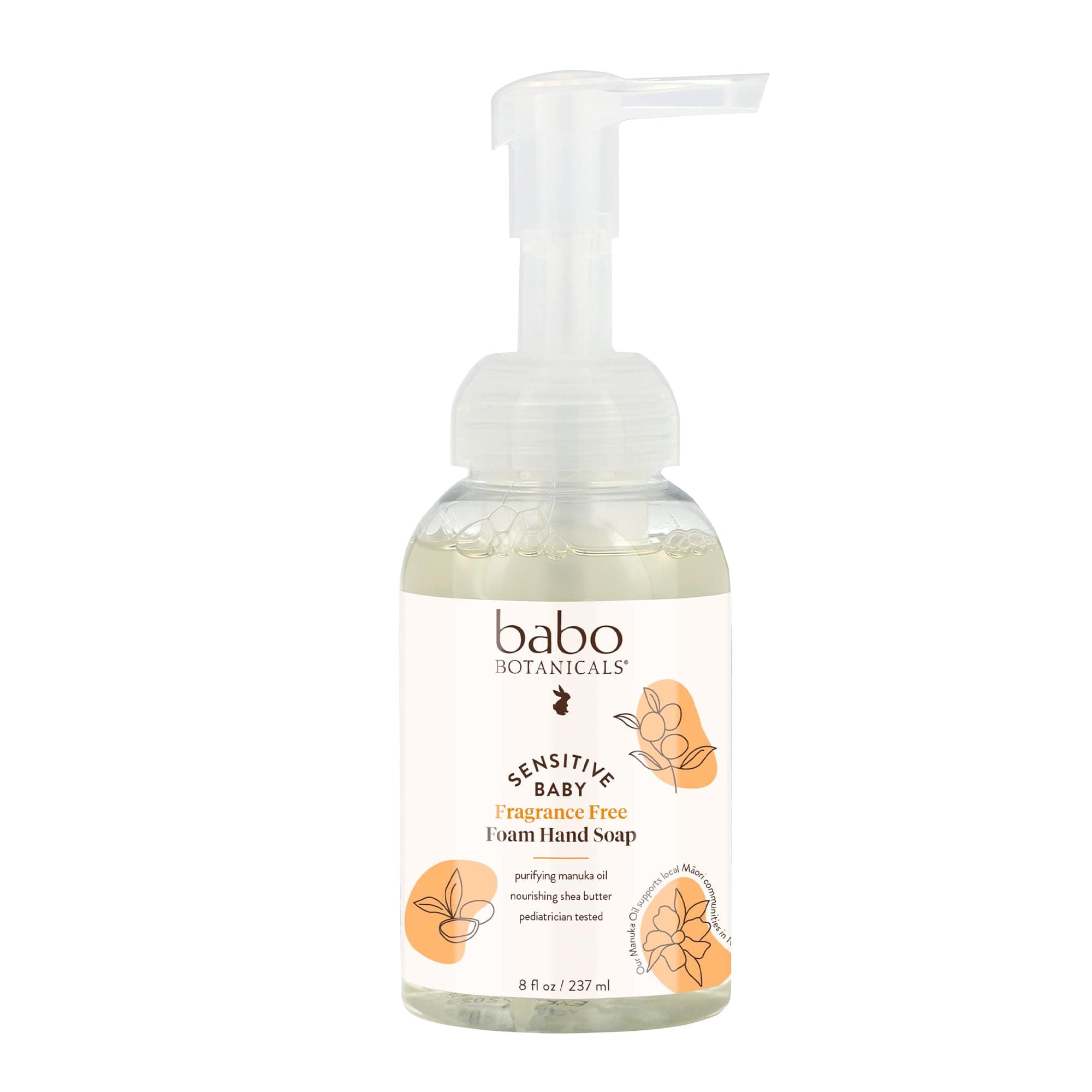 Sensitive Baby Fragrance-Free Foaming Hand Soap - Self-foaming - Manuka Oil, Shea Butter & Aloe Vera - For Babies, Kids and Adults with Sensitive Skin - Vegan