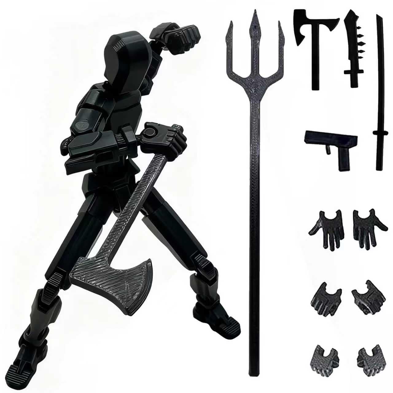 Titan 13 Action Figure, Action Figures, Titan 13 Action Figure 3D Printed Robot Multi-Jointed Movable, Desktop Decorations for Game Lovers, Easter Basket Stuffers(Black)