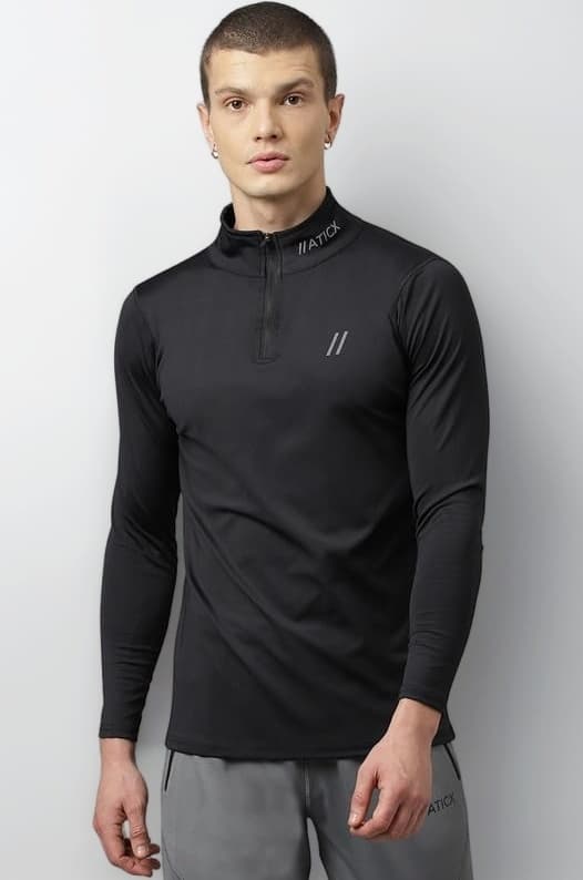 Polyester Full Sleeve Compression High Turtle Neck Sports Jersey T Shirt for Men - Quick Dry Fit Gym Workout Top for Running, Swimming, Training, Cycling, Football, Badminton