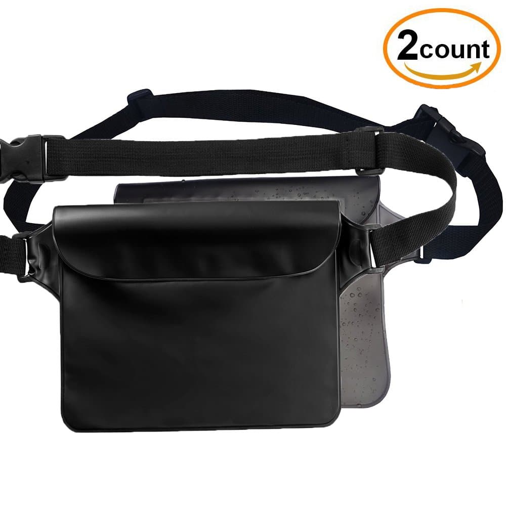 ENCORA Waterproof Pouch with Waist Strap (2 Pack) | Best Way to Keep Your Phone and Valuables Safe and Dry | Perfect for Boating Swimming Snorkeling Kayaking Beach Pool Water Parks …