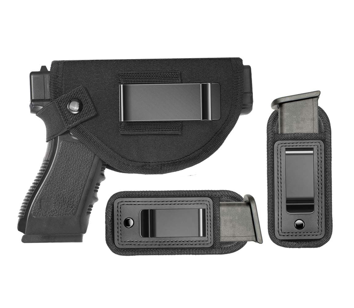 Tenako Universal Gun Holster Magazine Pouch Right Left IWB OWB Hand Inside Concealed Carry Holster for Single Double Stack Mags S&W M&P Shield for Glock 17 19 23 25 26 27 29 30 32 42 43 Springfield