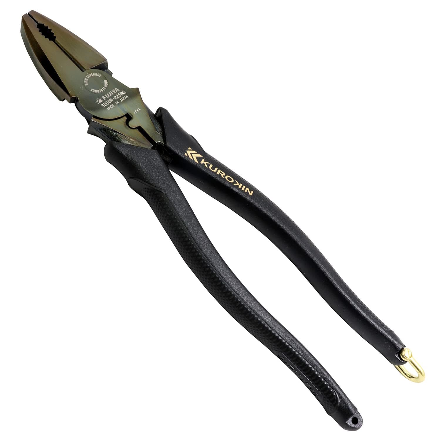Fujiya3000N-225BG High-leverage Pliers (Black Gold with Shackle), 8.9 inches (225 mm), High-leverage Joint for Easy Cutting