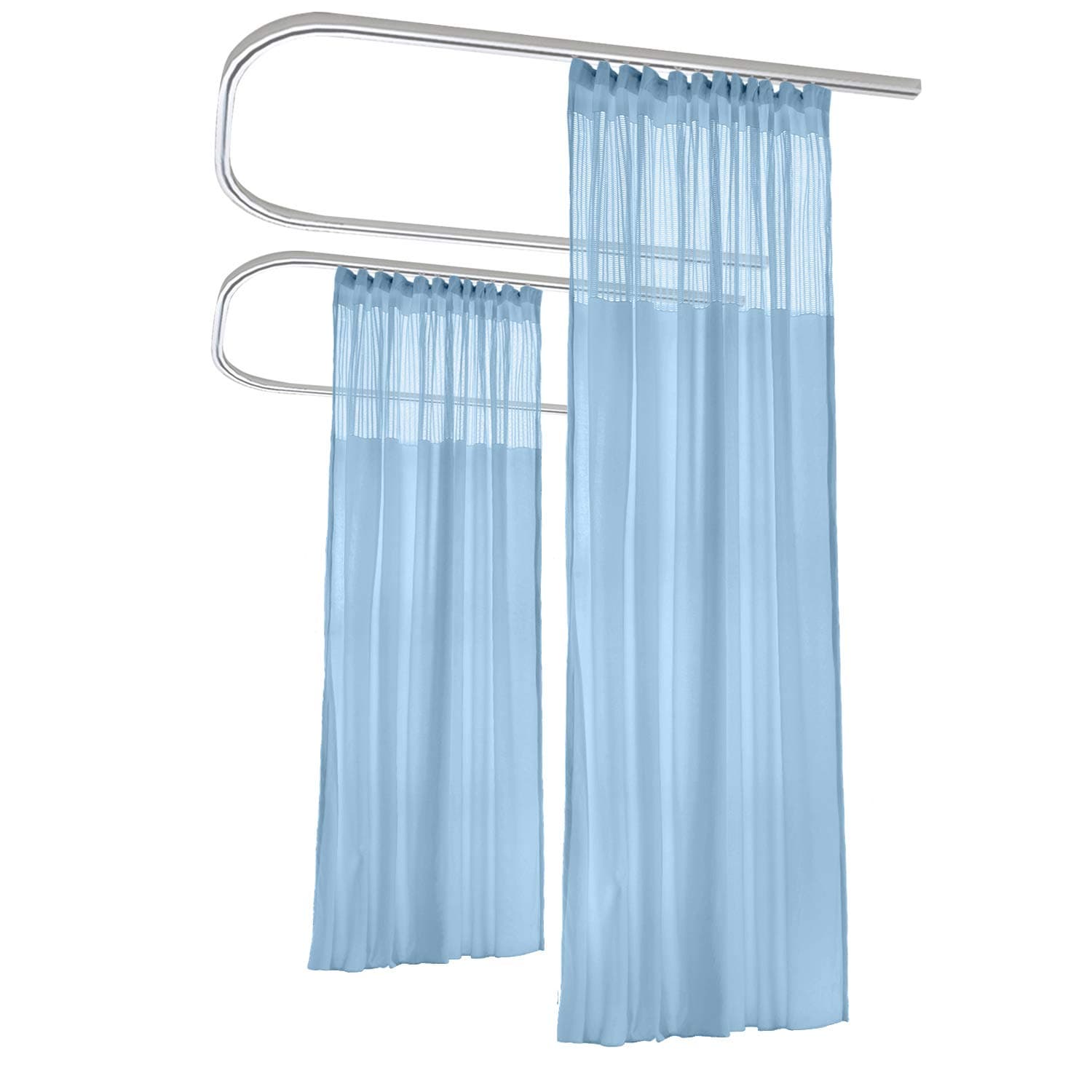 MacochicoBlue Room Divider Curtains Privacy Cubicle Curtains with Flat Hook Hanging for SPA Lab Curtain Room Divider,10ft Wide x 8.5ft Tall(1 Panel)