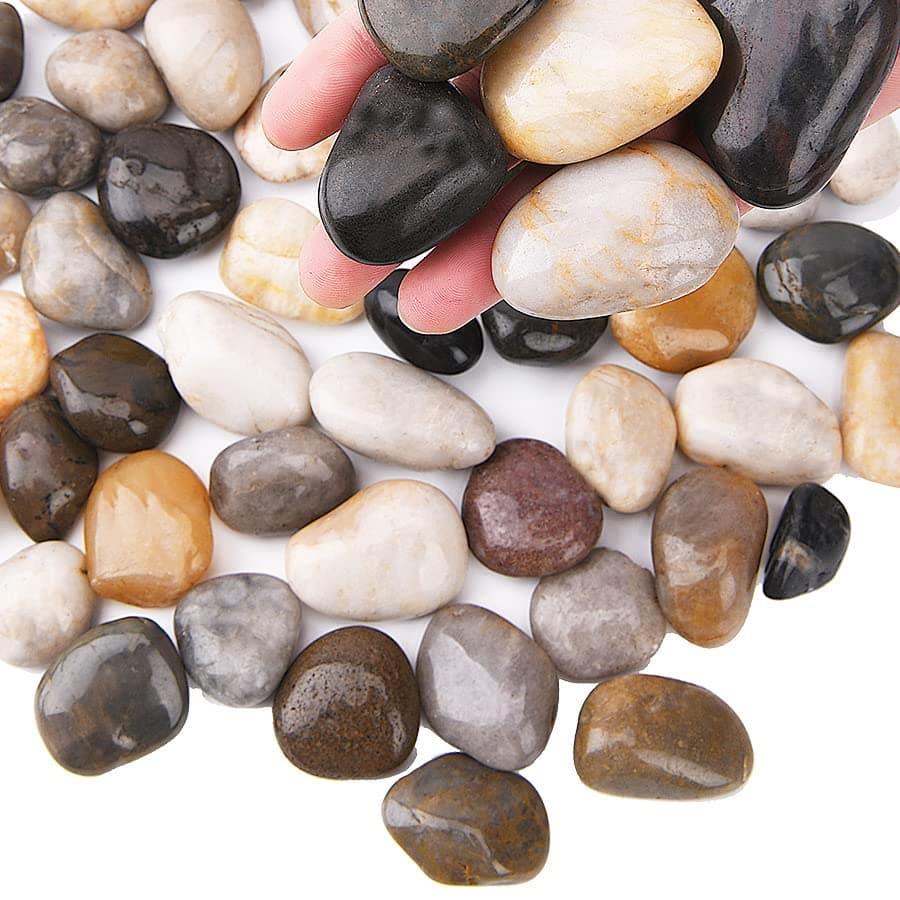 3.96 lb Large Decorative Stones,0.8-1.6 inch Natural Polished Pebbles for Plant Pots,River Rocks for Landscaping, Vase Fillers,Succulents,Aquarium and Garden Decoration