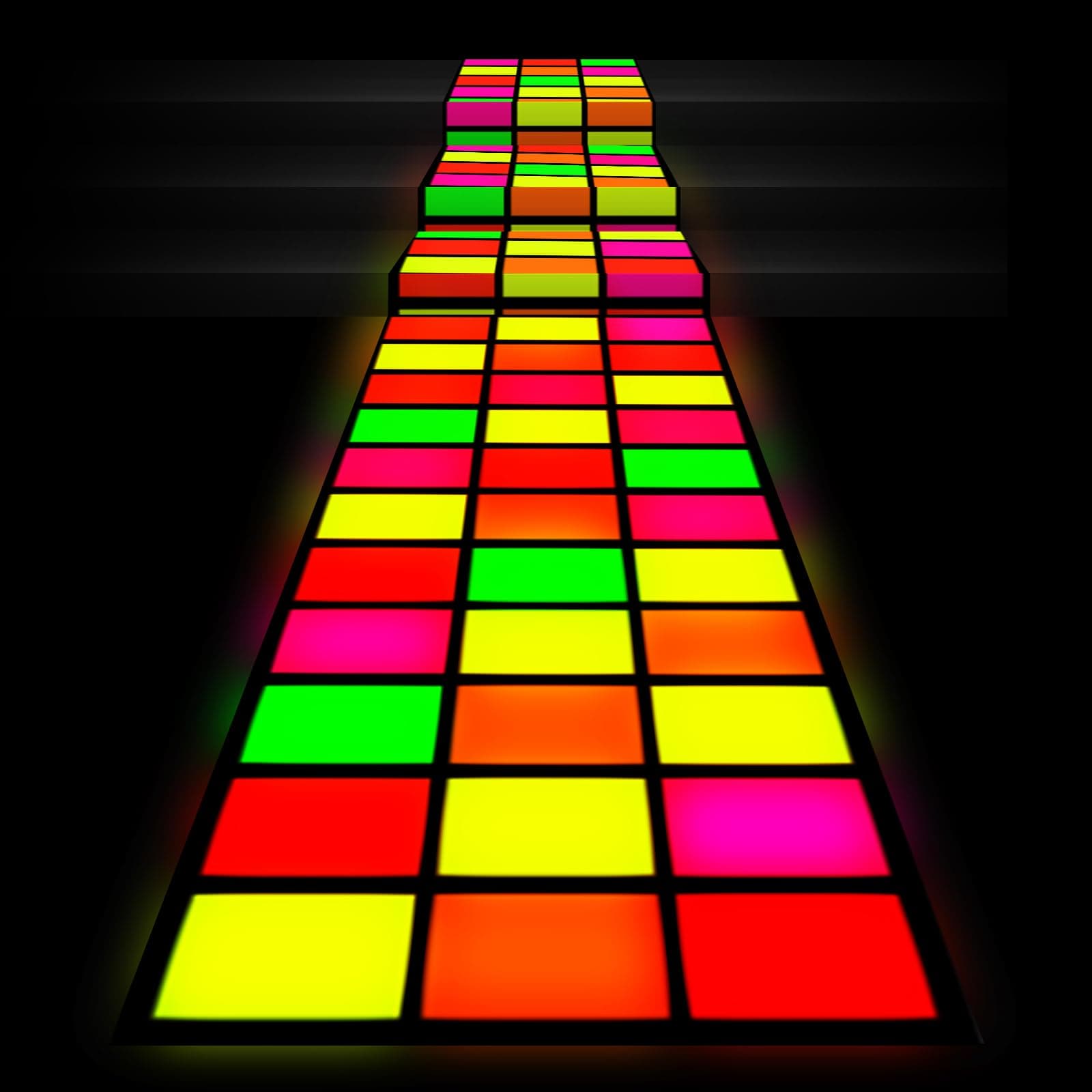 Haull 118 x 39 Inch Neon Light up Dance Floor Glow in The Dark Runner Rug UV Reactive Blacklight Rug Fabric Fluorescent Aisle Runners for 80s 90s Neon Birthday Party Decorations(Rectangle)