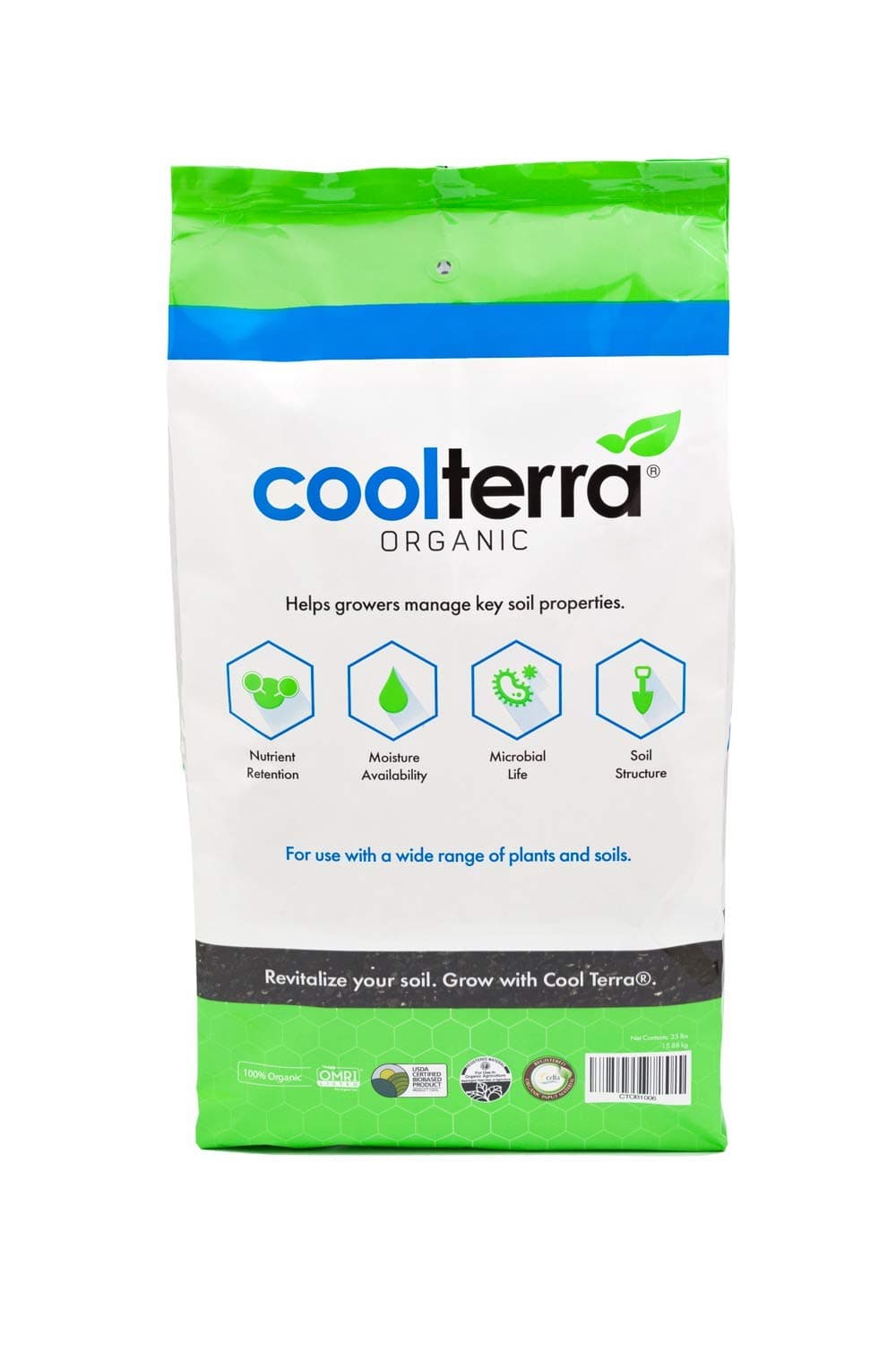 Cool Terra Organic 100% Biochar Based Soil Amendment - USDA & OMRI Certified - 1 Cu ft (35 lb) Bag - Improve Your Soil & Sequester Carbon!