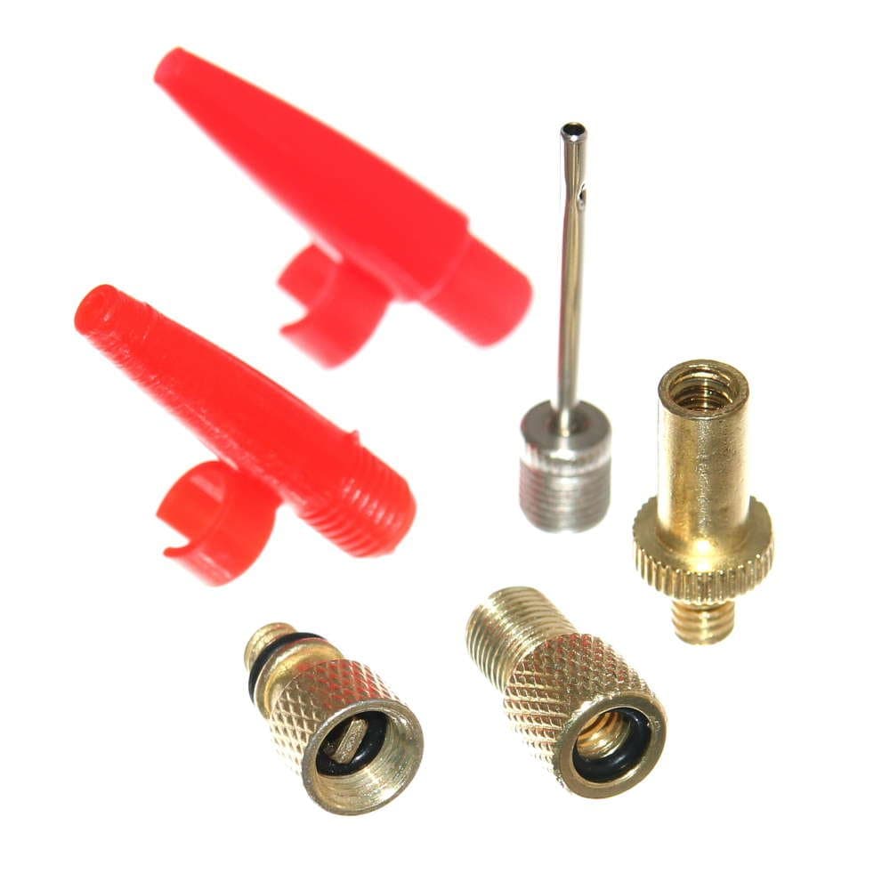 6 piece Set of Valve Adaptors Bicycle Valve, Express Valve, Car Valve, Sclaverand Valve, Ball Pump, Air Mattress, for Compressor and Bicycle Pump. SV (Presta) AV (Auto) DV (bicycle). Otto-Harvest.