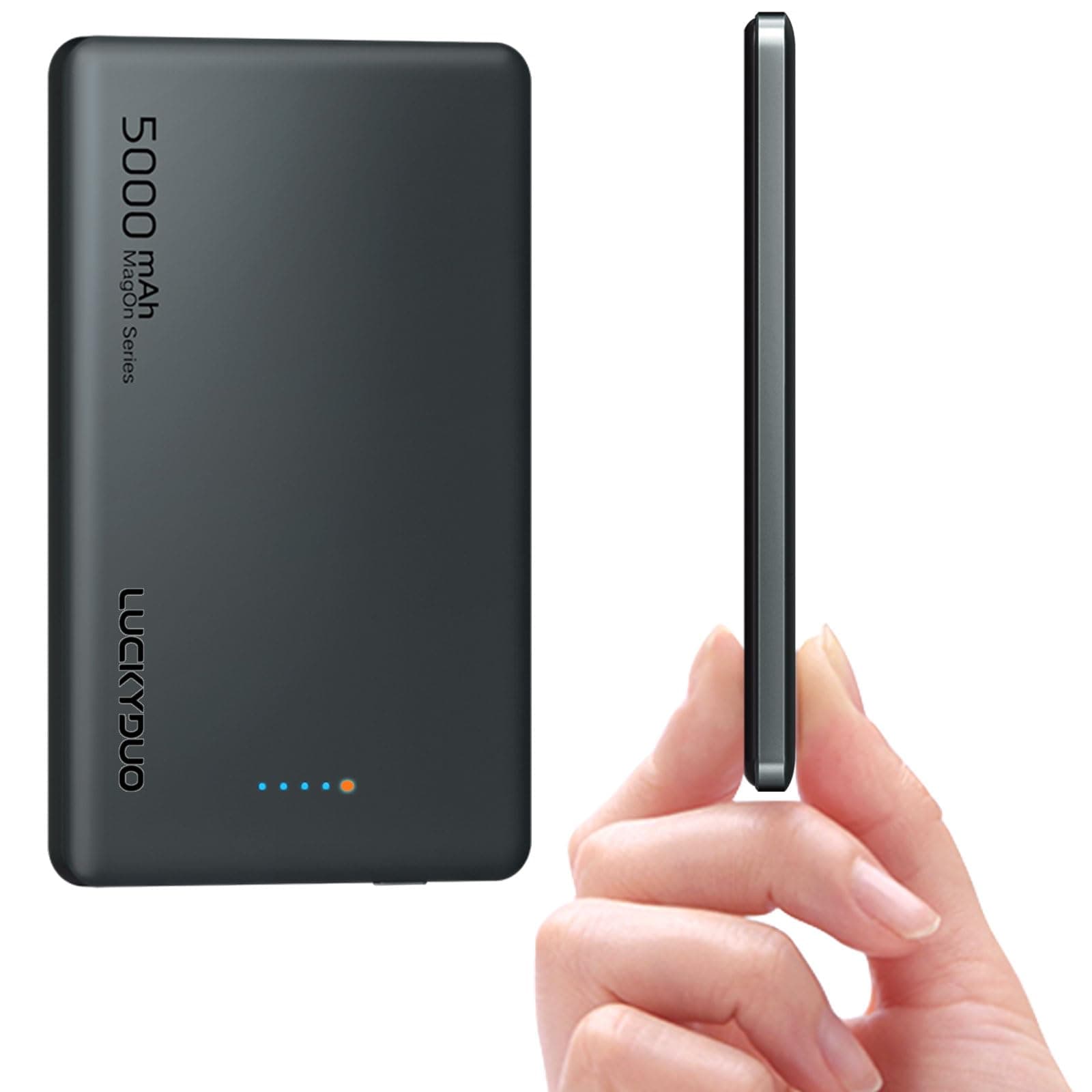 LUCKYDUO Ultra Slim Magnetic Portable Charger 5,000mAh, 0.3in Thin Wireless Power Bank , Compact Magnetic Battery Pack 20W Fast Charging with USB-C, Compatible with iPhone 16/15/14/13 Series