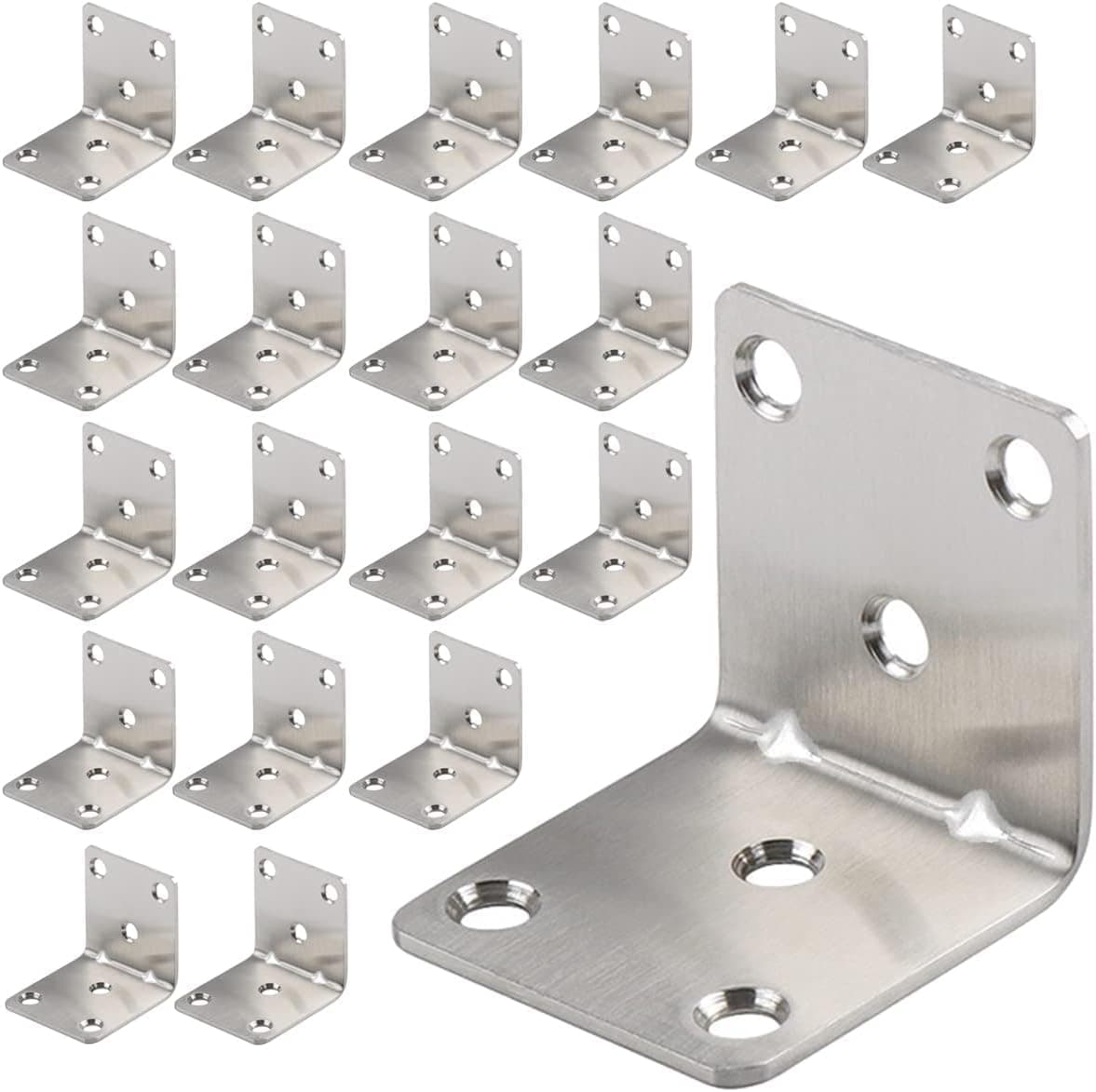 AYSUM Corner Bracket, 20 Pack Heavy Duty Iron Angle Brace, 40 x 40mm L-Shaped Brackets, Bracket Fastener, Metal Steel Brackets for Wood, Fixing Furniture Fastener Hardware, Silver