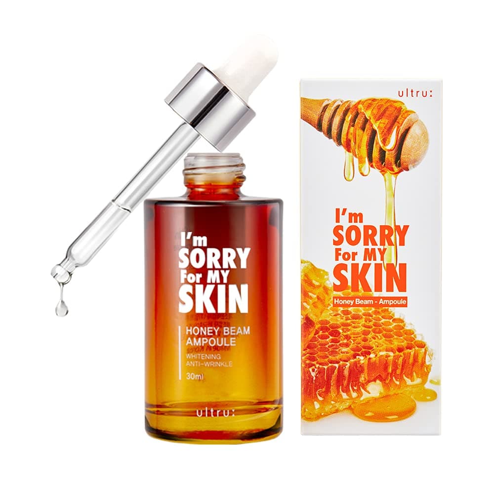 Facial Skin Ampoule, Korean Skin Care Serum for Face with Propolis, Adenosine and Niacinamide, Anti-Wrinkle & Nourishing Effect (Honey Beam Ampoule)