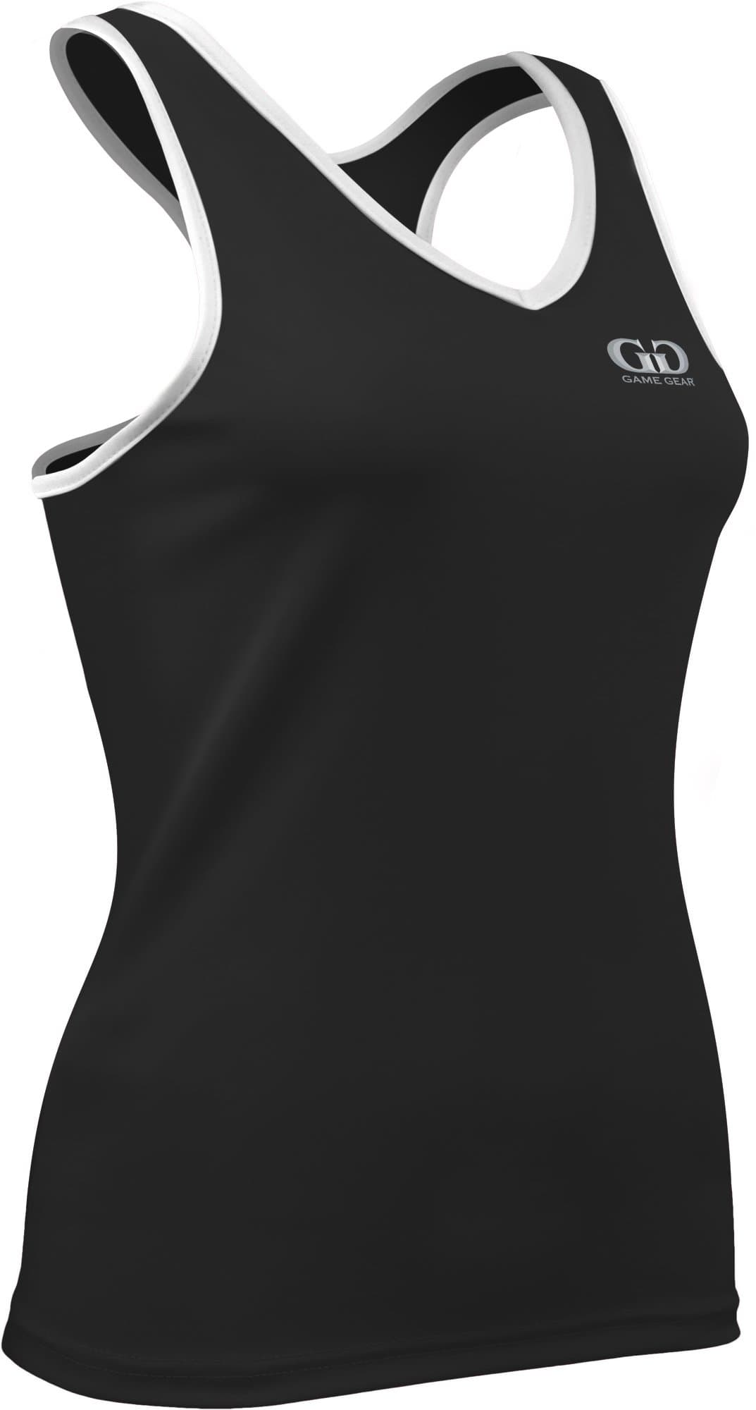 Women’s Form Fit Racer Back Performance Fitness Top-Great for Softball, Tennis, Running, and Volleyball-Odor Protection and Moisture Management-Colors Black, Red, and Blue-Sizes SM-XXXL (XX-Large, Black/White)