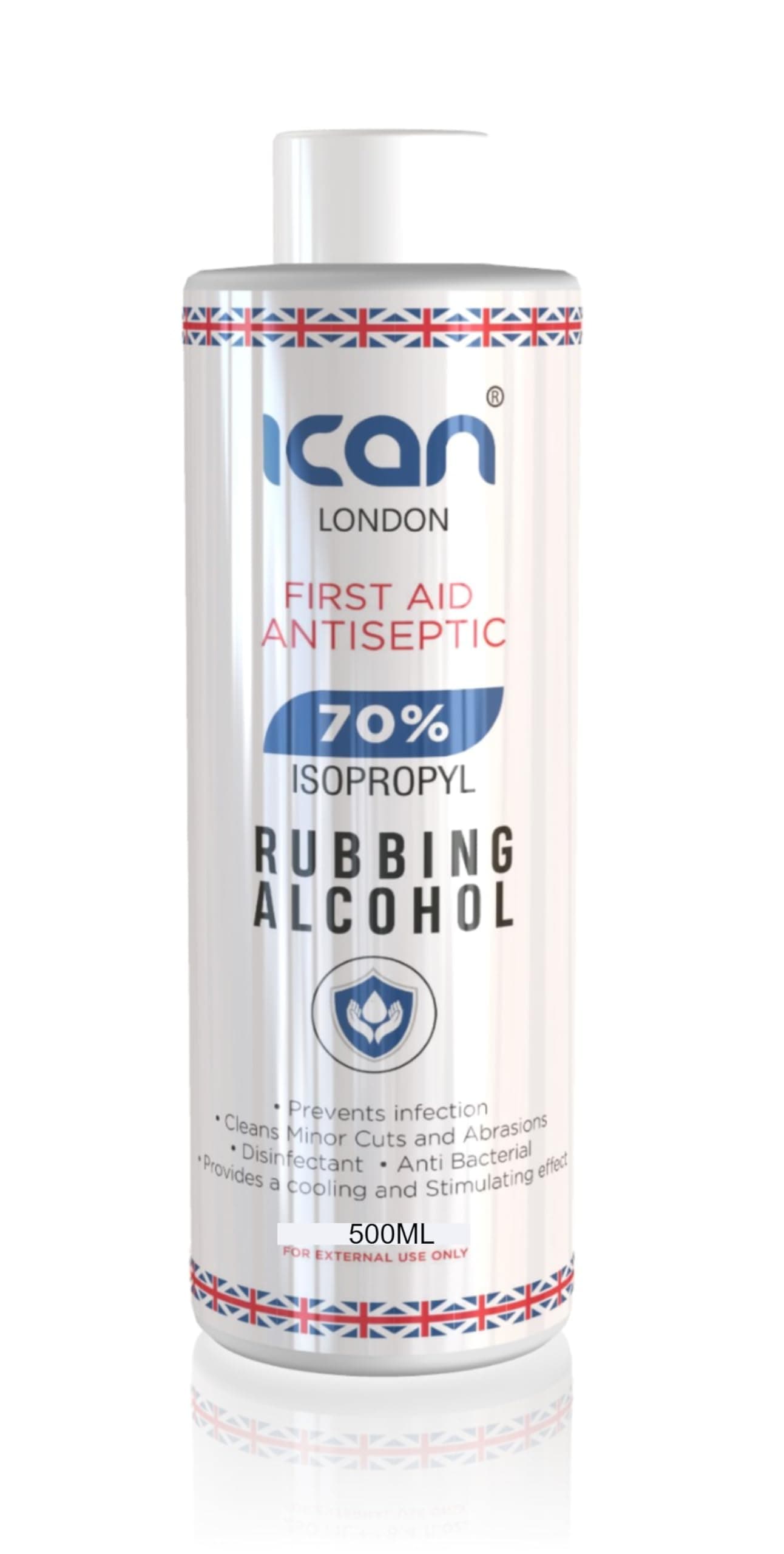 ican london isopropyl rubbing Alcohol 70% First aid Antiseptic 500ml