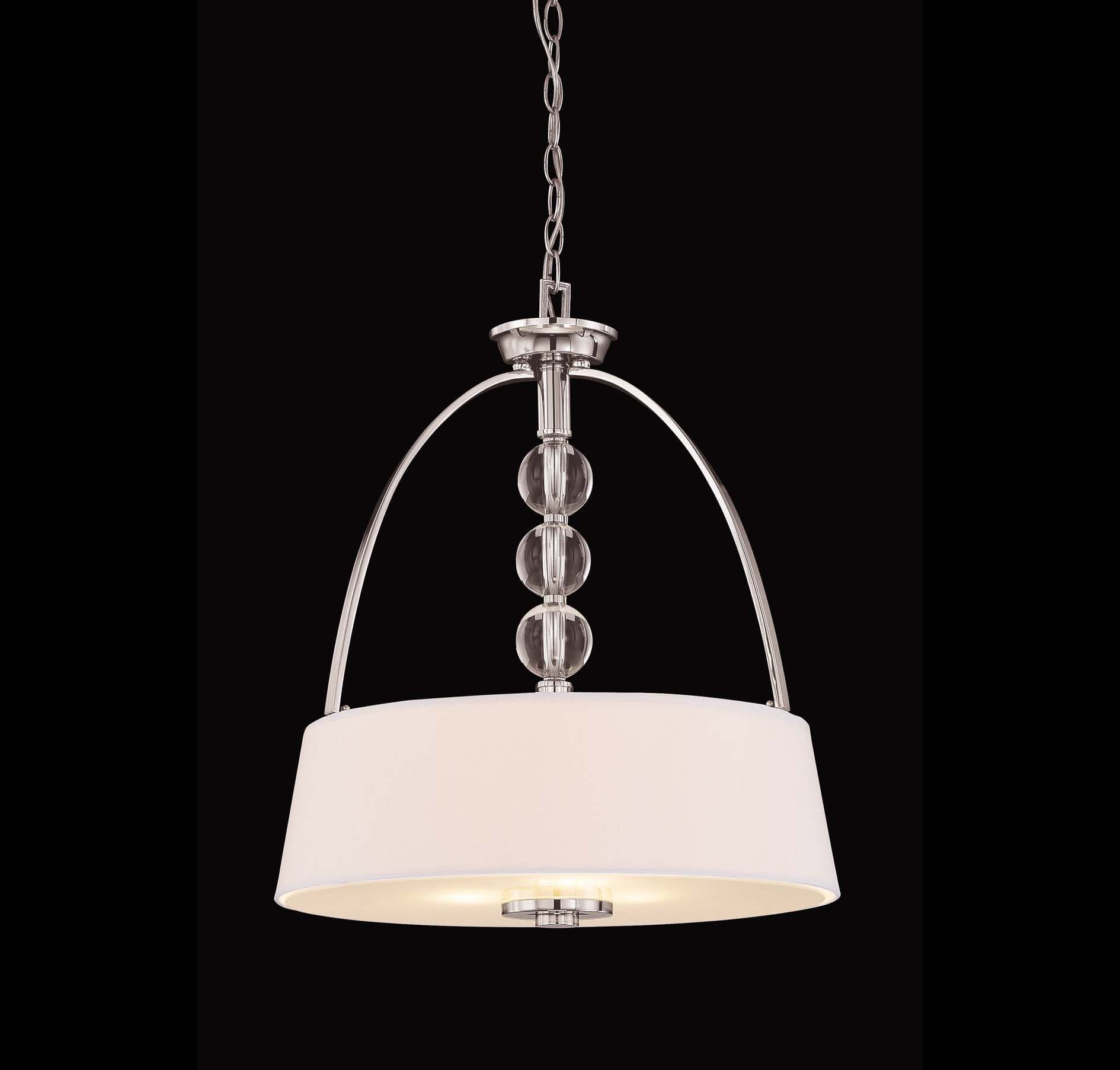 Savoy House Lighting 7-1037-3-109 Murren Collection 3-Light Drum Shade Pendant, Polished Nickel with White Shade