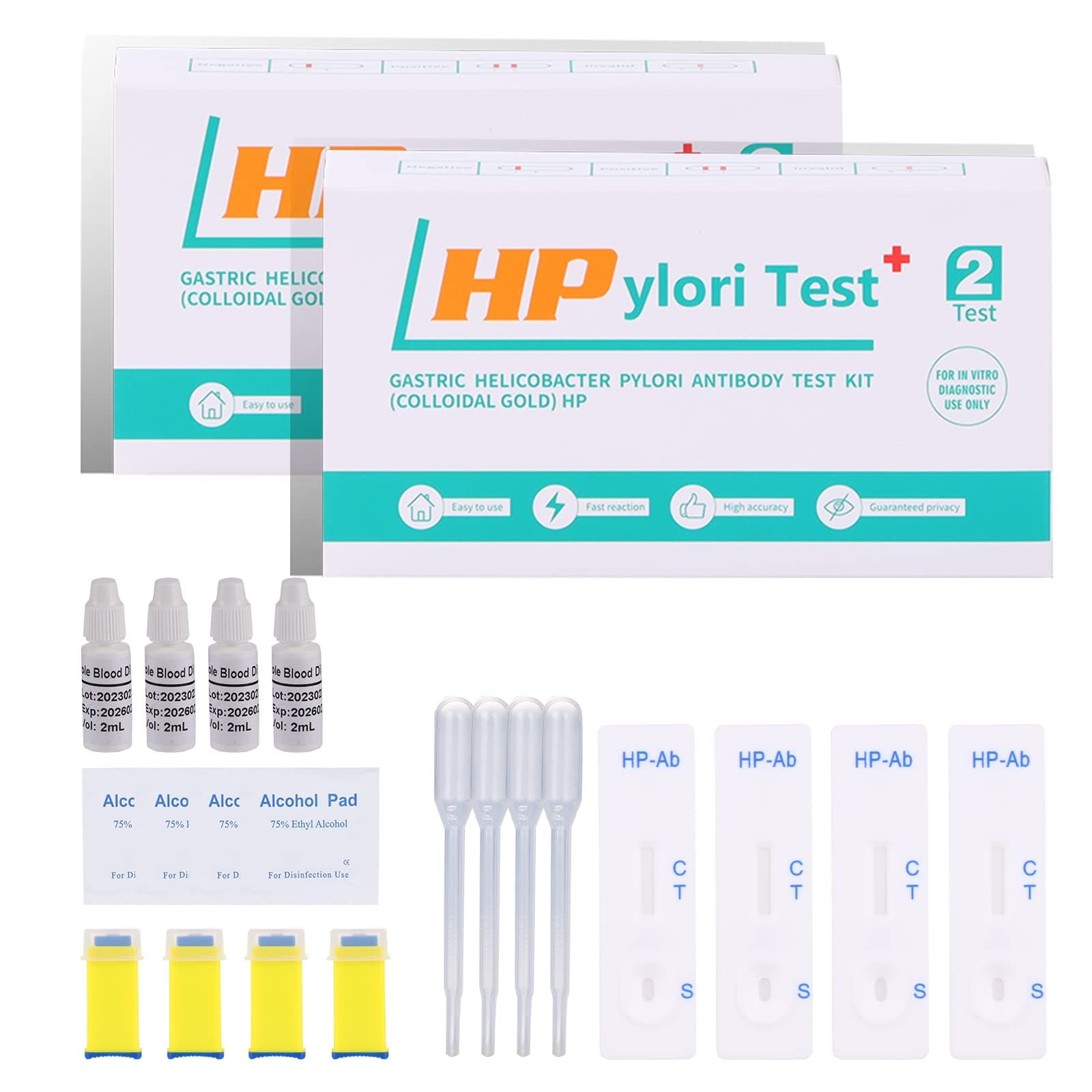 H. Pylori,Helicobacter Pylori Detection kit, 10-15 Minutes of Quick Home Testing, The Result is Highly Accurate, Easy to use and Read,Pack of 4