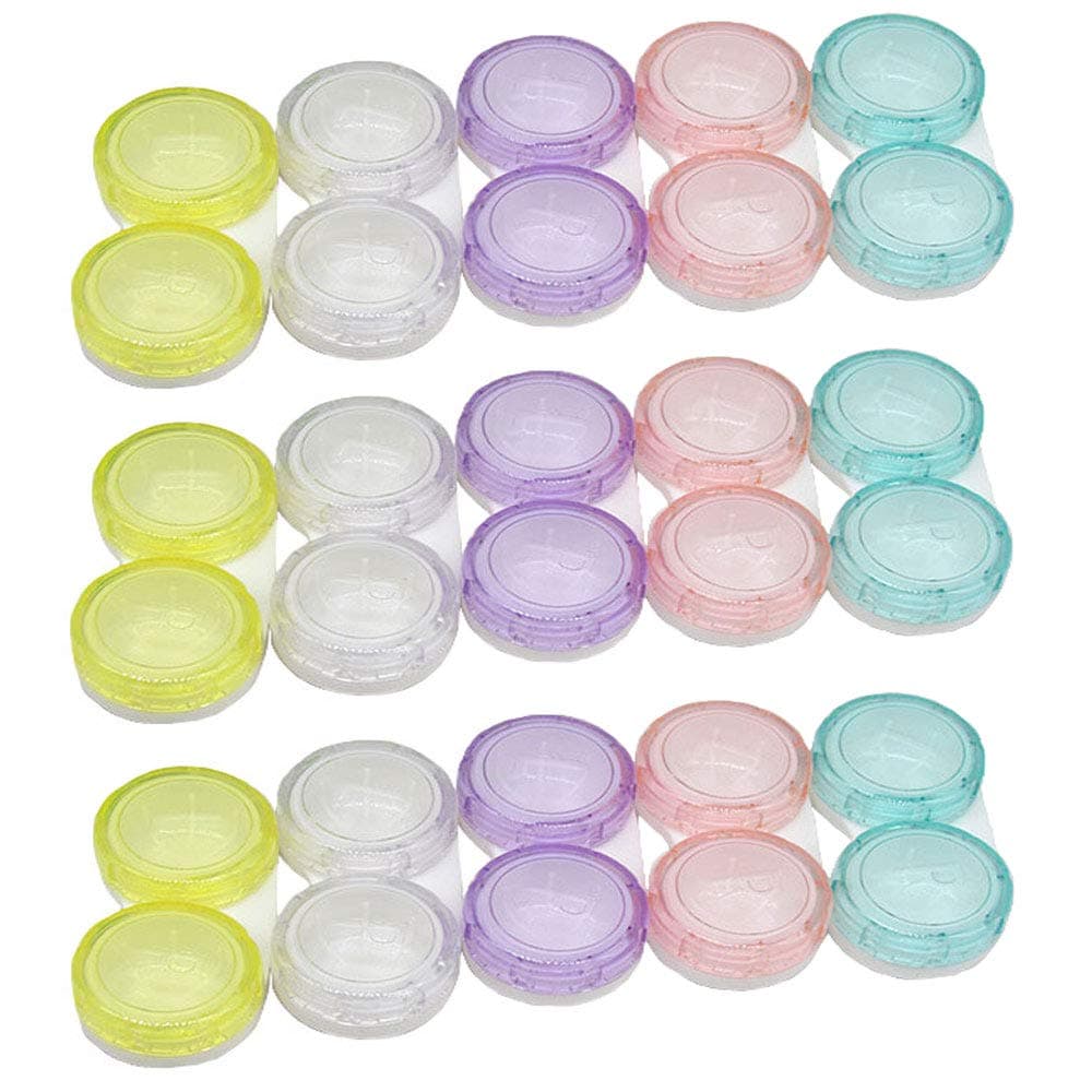 15 Pack Colorful Clear Travel Contact Lens Case Box Holder Soak Storage Container Bulk