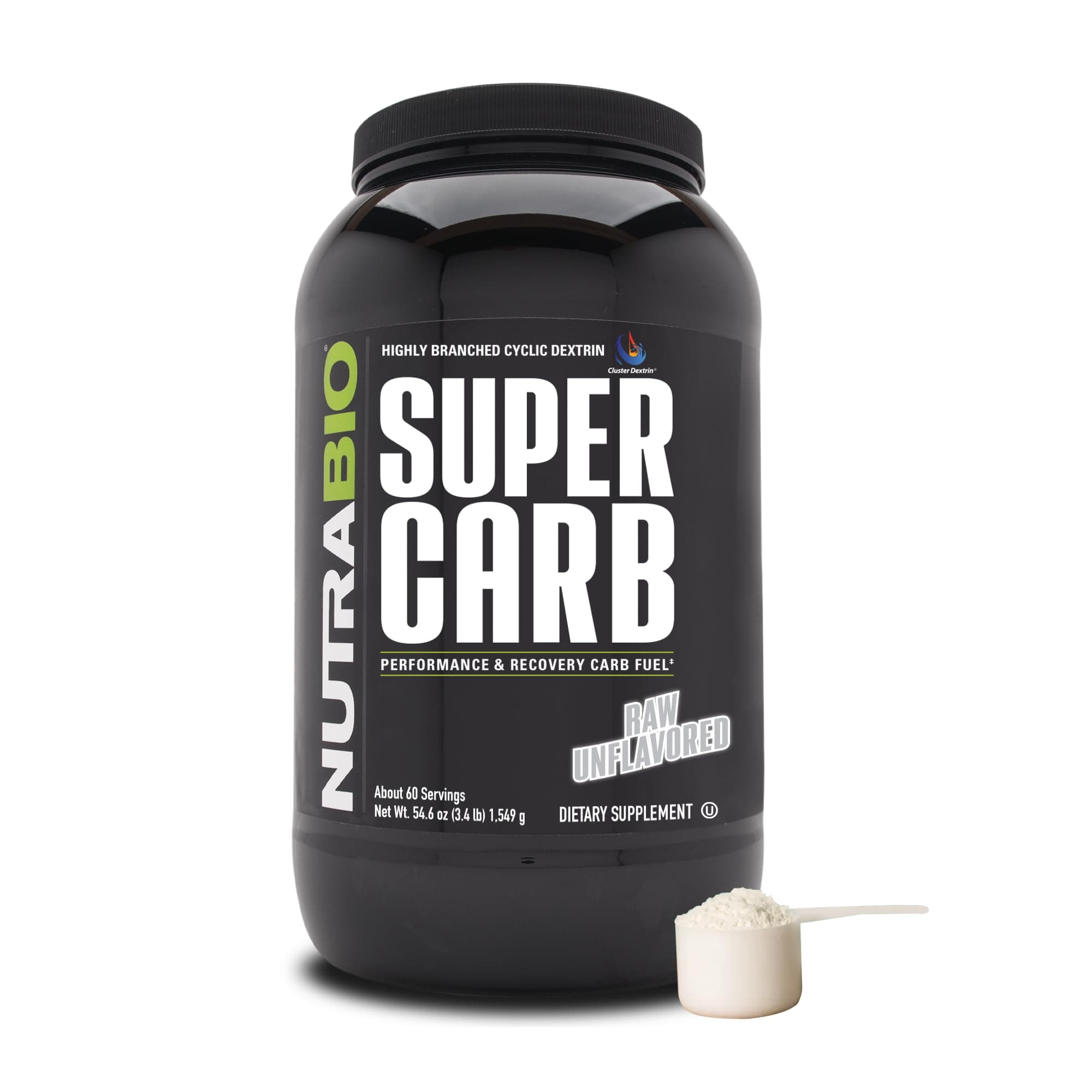 - Super Carb, Carbohydrate Powder with Cluster Dextrin & Electrolytes, Advanced Carb Supplement Powder for Workout Fuel, Performance, and Muscle Recovery, Cyclic Dextrin, Unflavored, 60 Sv