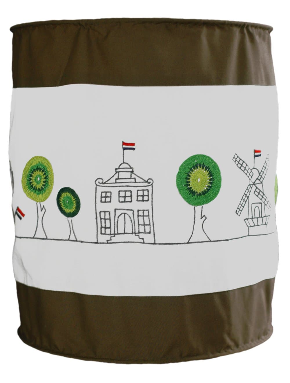 Taftan Crochetted Houses Trees Green Lampshade Fabric