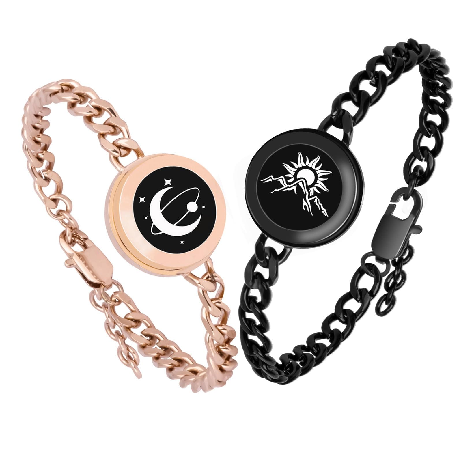 EAOYAO Long Distance Touch Bracelets,Vibration & Light up Couples Bracelets, ...