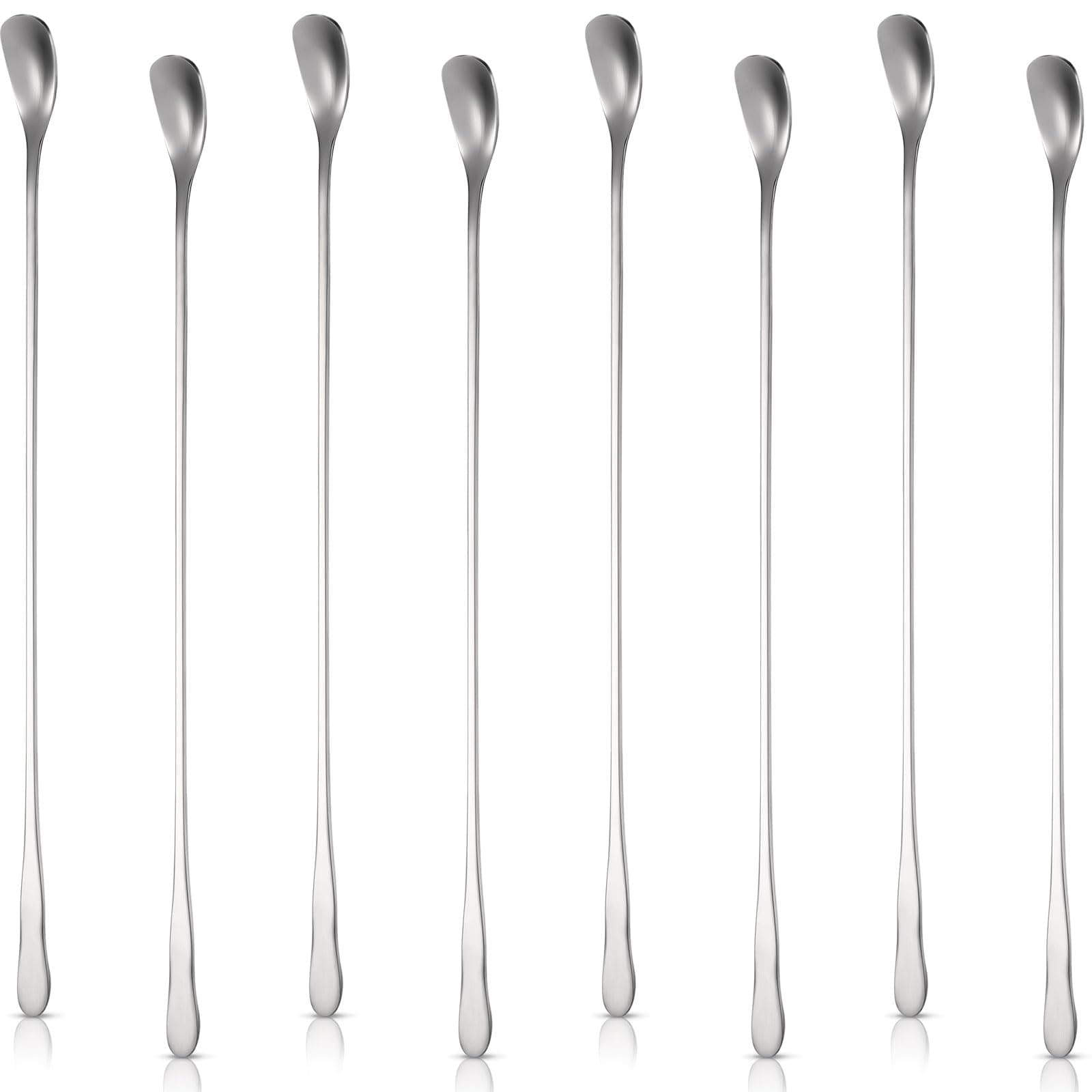 Patelai 8 Pieces Stainless Steel Coffee Stirrers Mixing Spoon Drink Cocktail Stir Sticks Long Handle Bar Spoon, 7.87 Inch