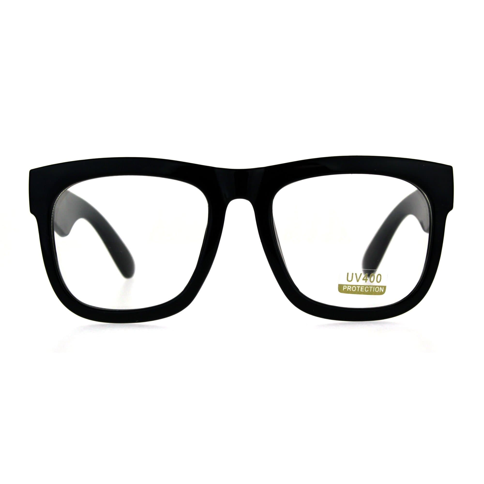 Black Oversized Square Glasses Thick Horn Rim Clear Lens Frame
