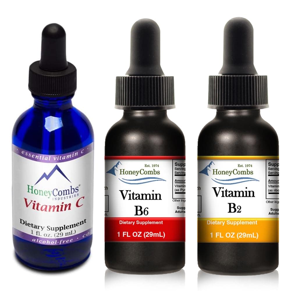 HoneyCombs Liquid Drops 1oz - Vitamin C Liquid Alcohol-Free Oral Vitamin C+ Vitamin B2 (Riboflavin) + Vitamin B6 (Pyridoxine)