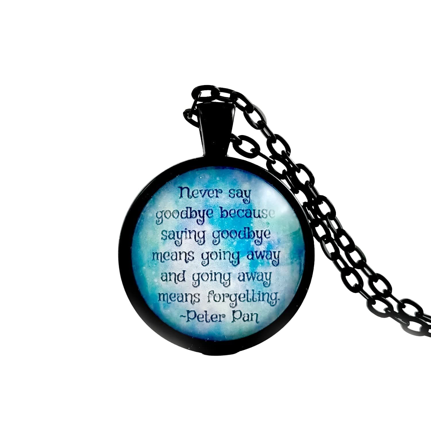 Georgia TeaberryPeter Pan Never Say Goodbye Quote Necklace