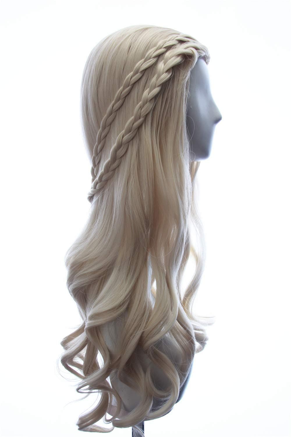 Daenerys Targaryen wig in Game of Thrones Season 7 Long Curly Braided Wig Blonde Cosplay Costume Hair for Women