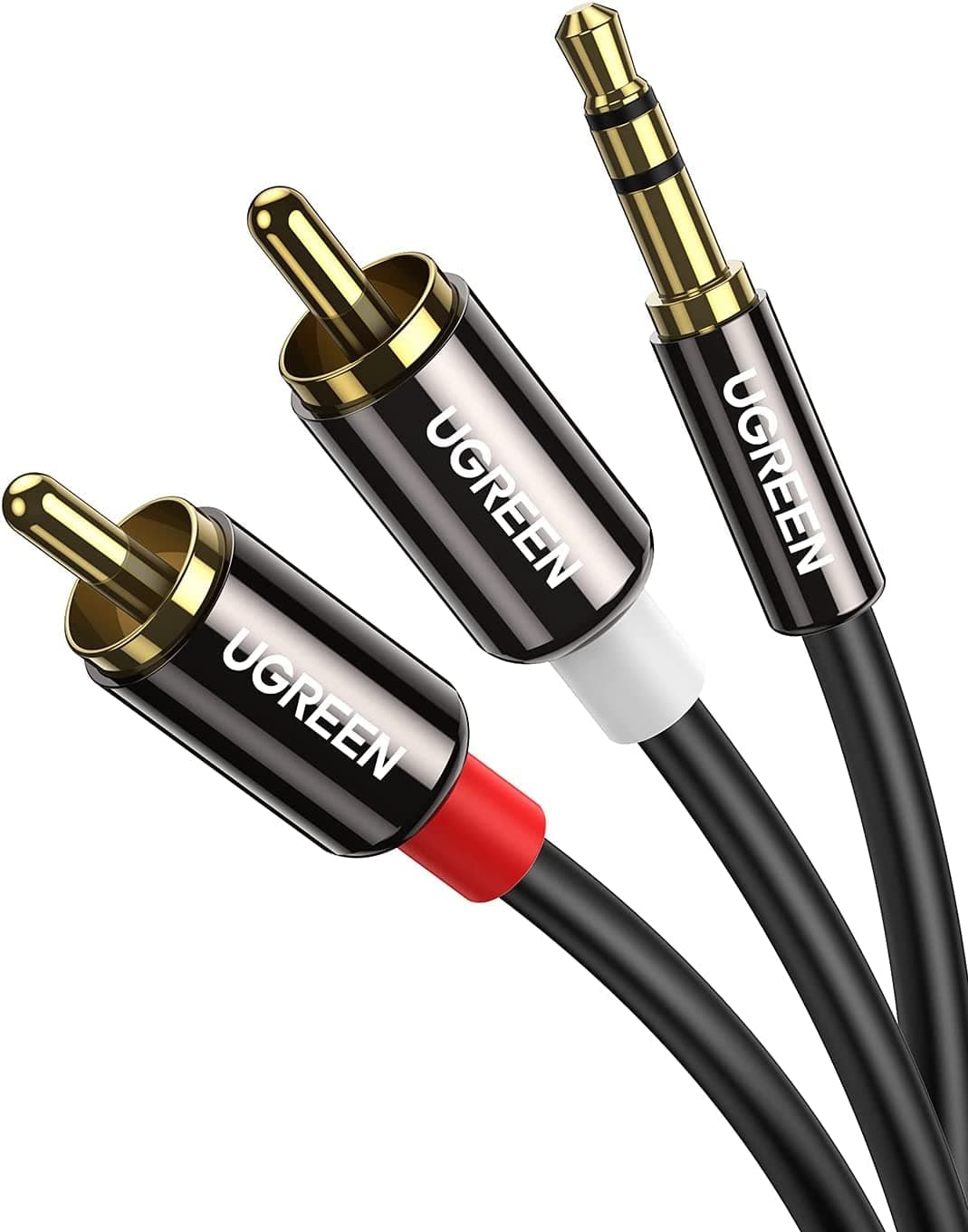 UGREEN RCA 3.5mm 変換 オーディオケーブル 3.5mmステレオミニプラグ RCA ミニピン 赤白ケーブル ミニコンポ アンプ AVセレクタ PC iPhone Android 端末 車載AUX オーディオなどに対応 5m