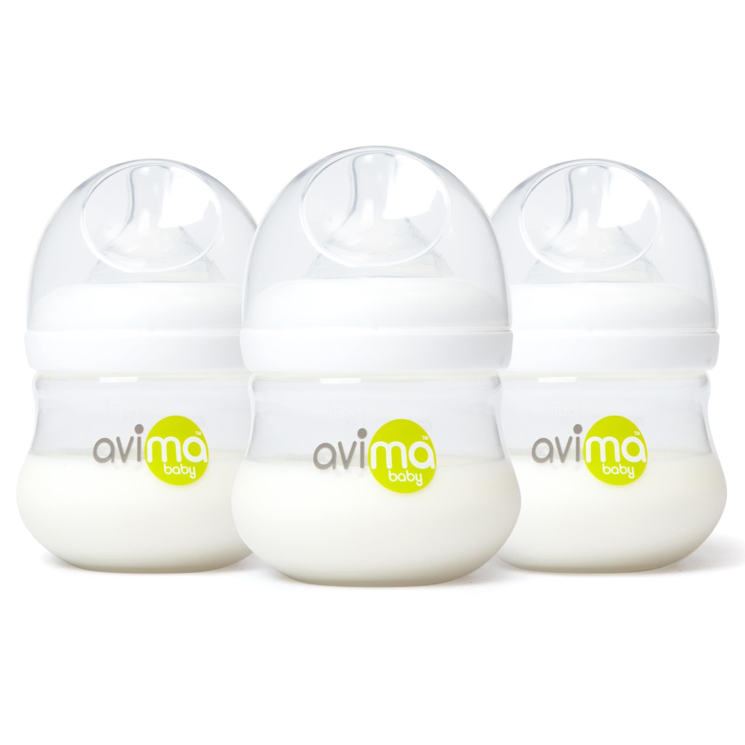 Avima Baby 4 oz Anti Colic Baby Bottles for Breastfed Babies - Slow Flow Nipples, Wide Neck Bottle, BPA Free - Newborn 0-3 Months, Stage 1 (Set of 3)