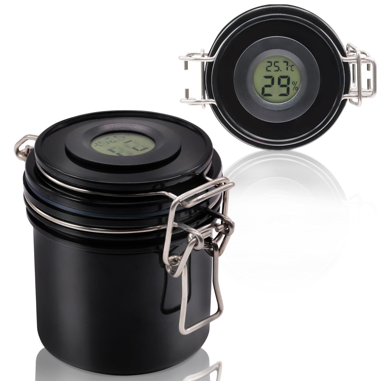 False Lash Glue Storage Tank With Thermometer Adhesive Carbon Sealed Leak-proof Containers Grafting Eyelash Extension Supplies(BLACK)