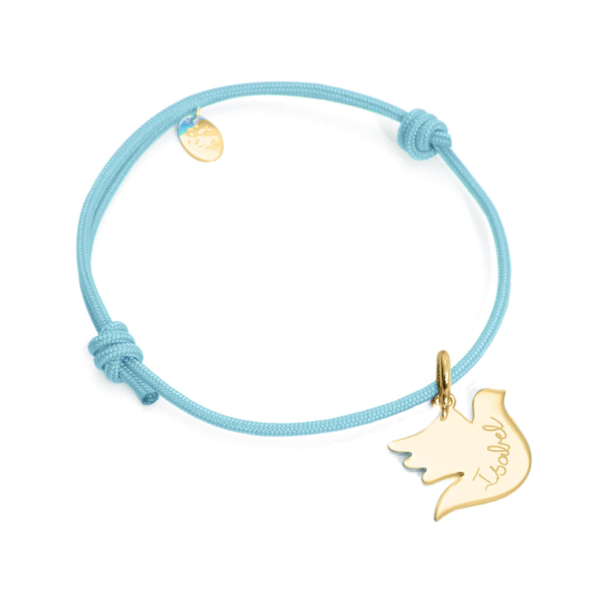 India Personalised NAME Bracelet with Gold Plated Dove of Peace