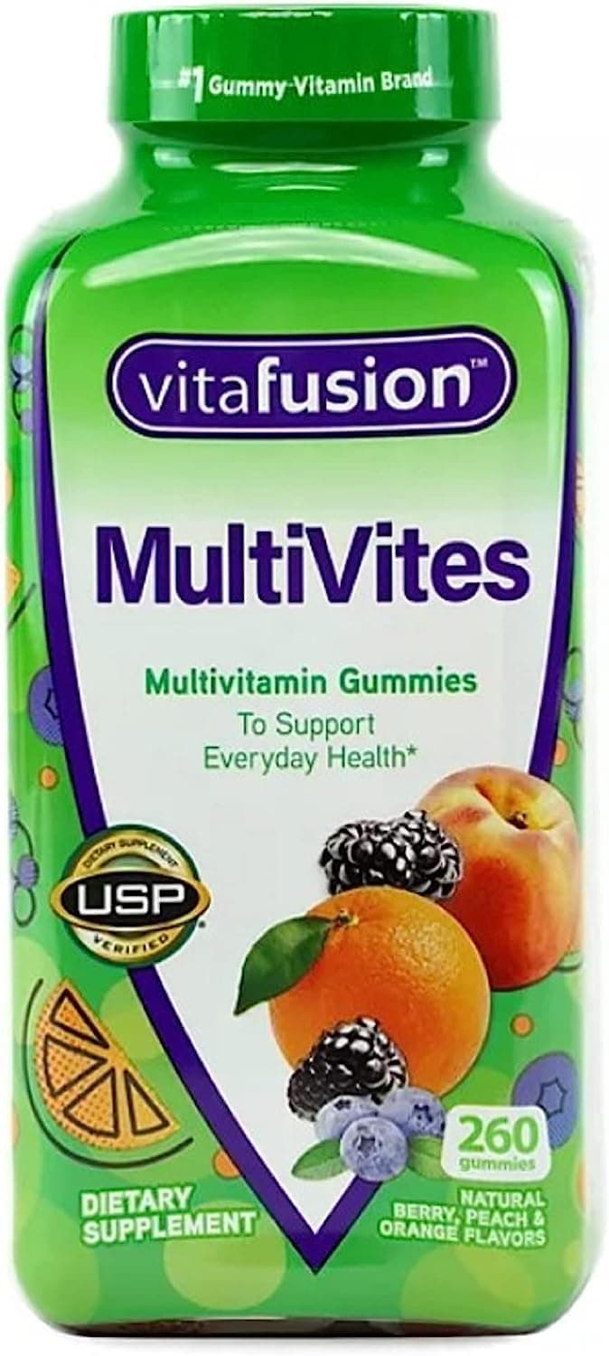 Vitafusion Multivites Essential Multivitamin Natural Berry, Peach And Orange Flavor 260 Ct.