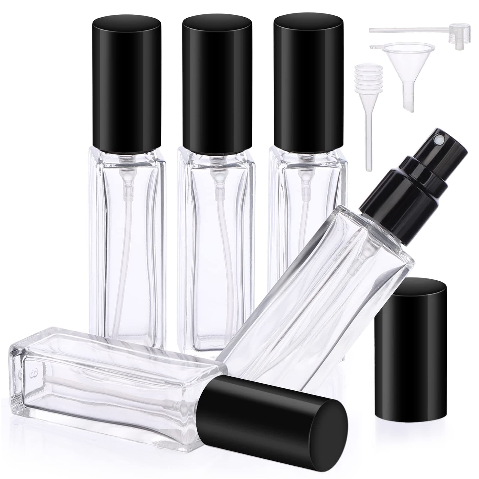 Segbeauty Mini Perfume Spray Bottles, 5 Set of 10ML Clear Glass Travel Perfume Atomizer Refillable, Empty Tiny Sprayer Fragrance Scent Sample Spray Containers Cosmetics Essential Oil Dispensing Bottle