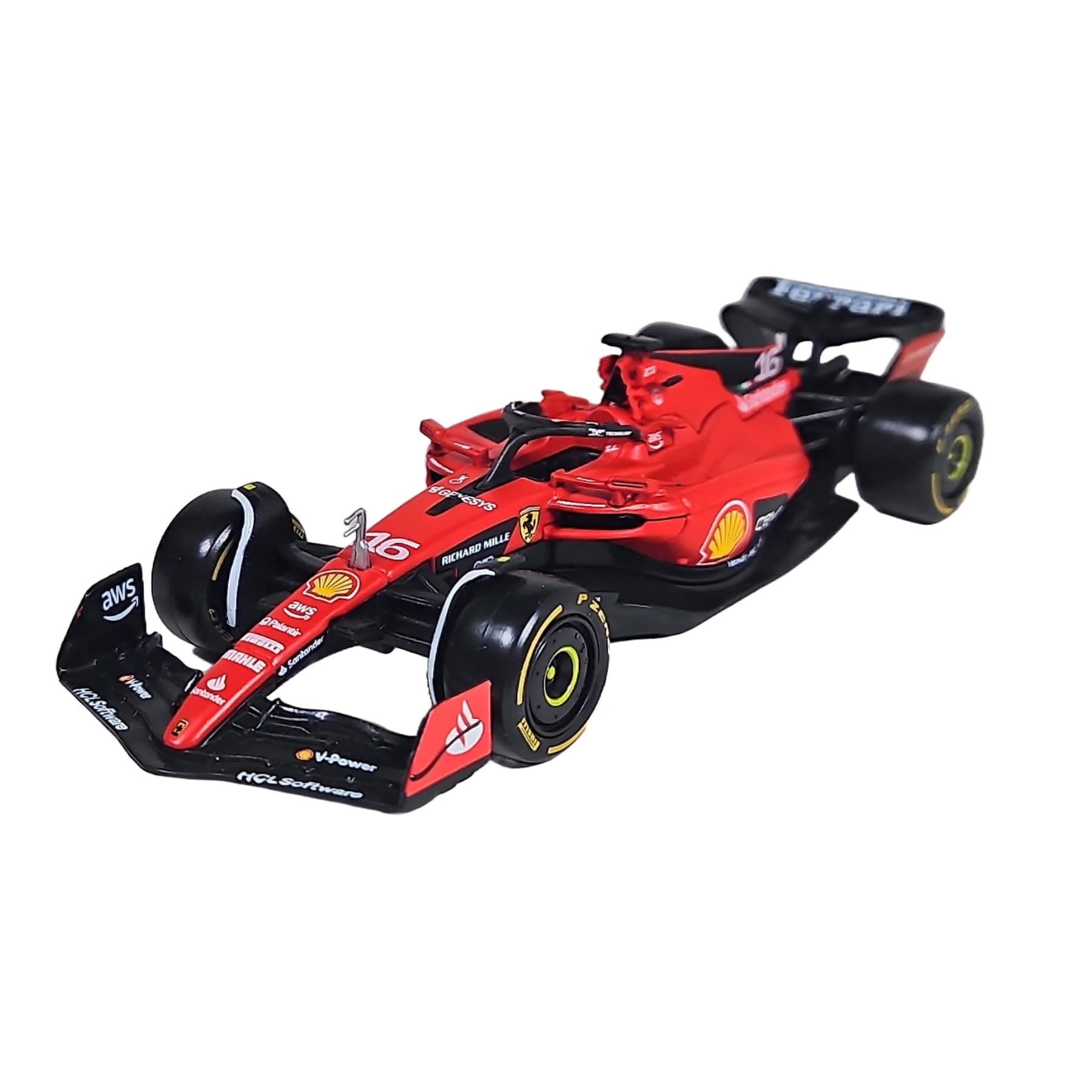Bburago Formula 1 F1 FERRARI SF-23 Race Car (Leclerc #16) - 1:43 Scale - Incredibly Detailed Die-Cast Replica Collectible Model Vehicle, Red