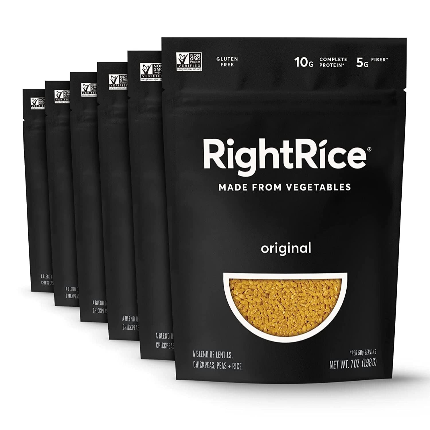 RightRice - Original (7oz. Pack of 6) - Made from Vegetables - High Protein, Vegan, non GMO, Gluten Free