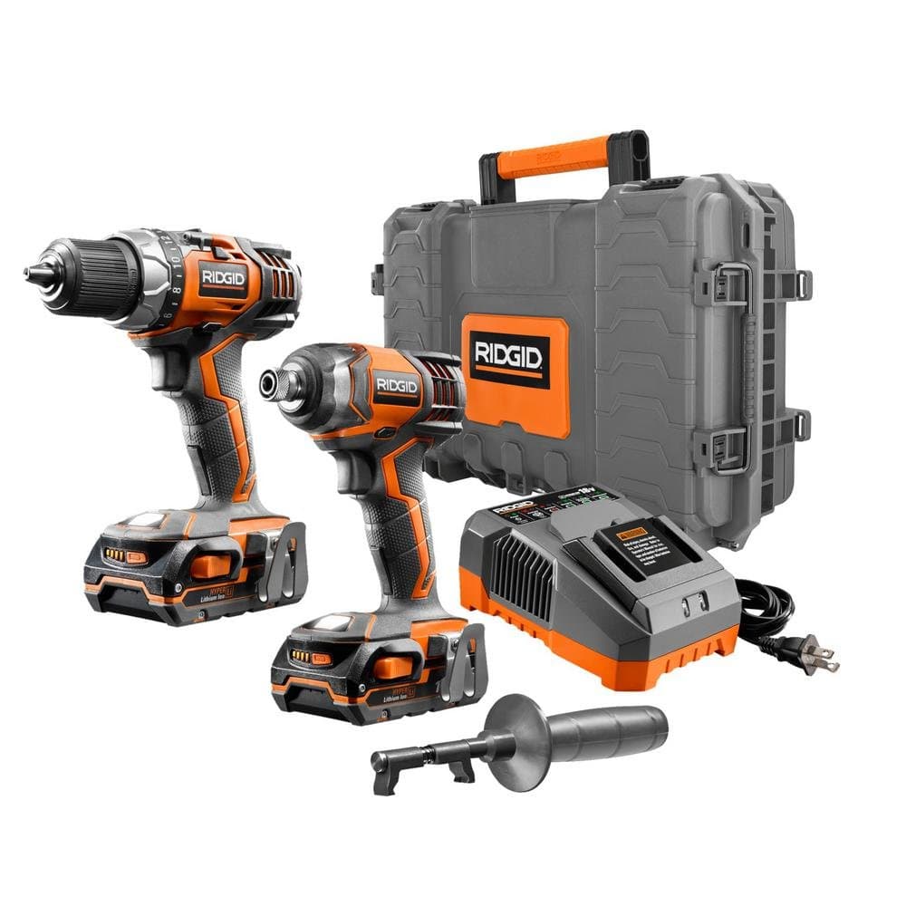 Ridgid 18-Volt 1/2 in. Drill/Driver (R86008) and Impact Driver Kit (R86034) in Hard Case