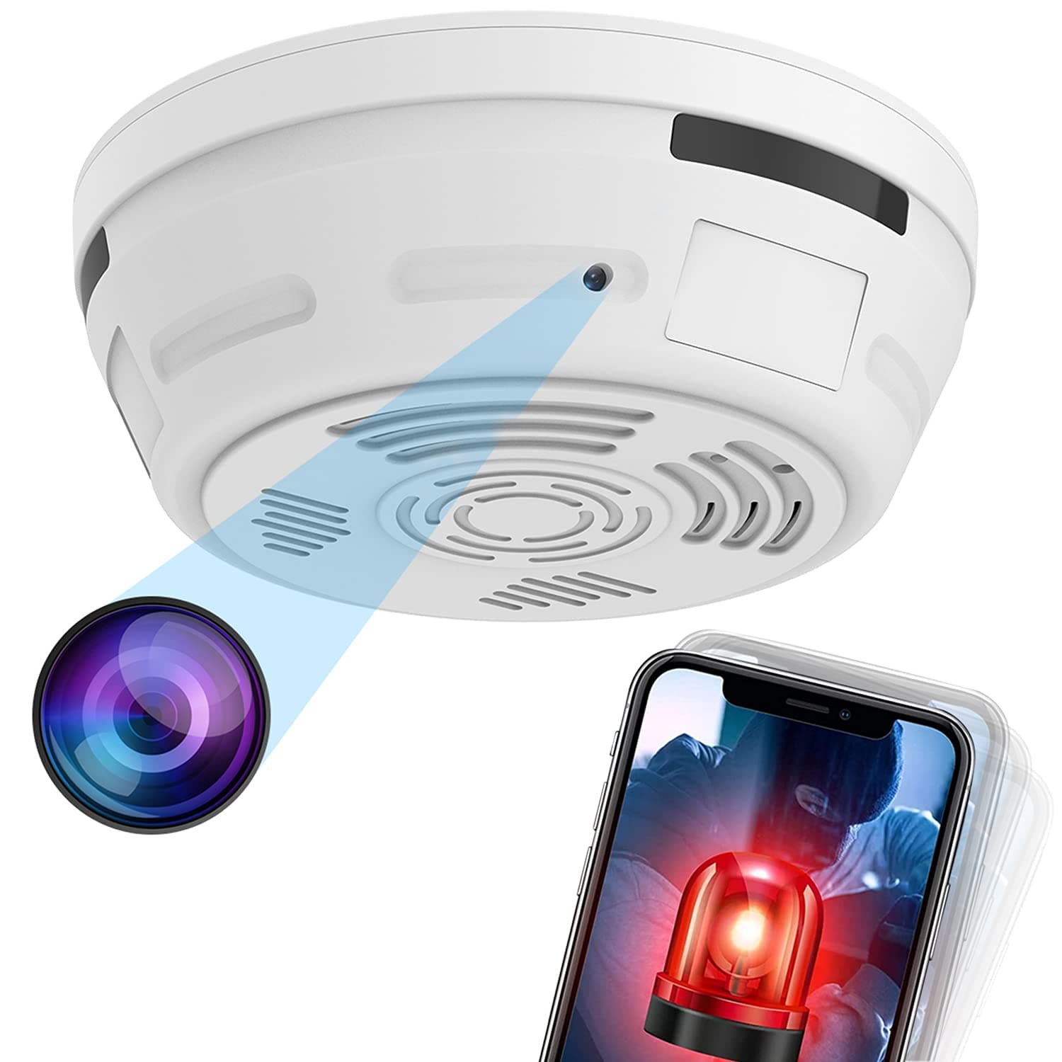 Hidden Camera Smoke Detector, Spy Camera for Home Surveillance with Night Vision Motion Detection, 1080P Security Cameras Indoor Wireless, Nanny WiFi Cam, 180 Days Battery Power