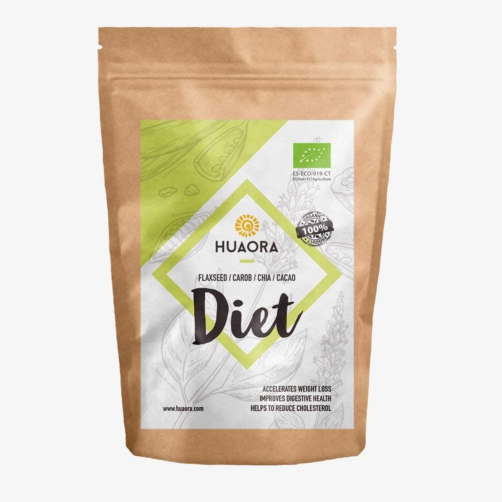 Huaora Diet - Flax, Carob, Cocoa, Chia, Coconut Sugar for Weight Loss | 100% Organic & Suitable for Vegans (250gr)