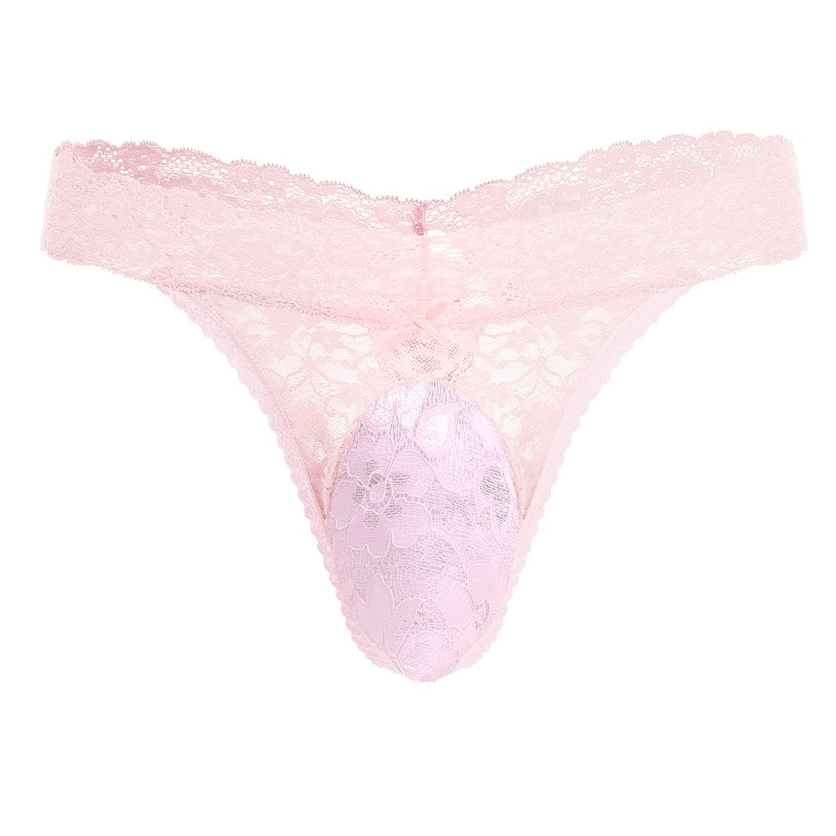 Men's Lace Frilly Sissy Thong Panties Sheer Mesh Bikini Briefs T-back G-string Underwear