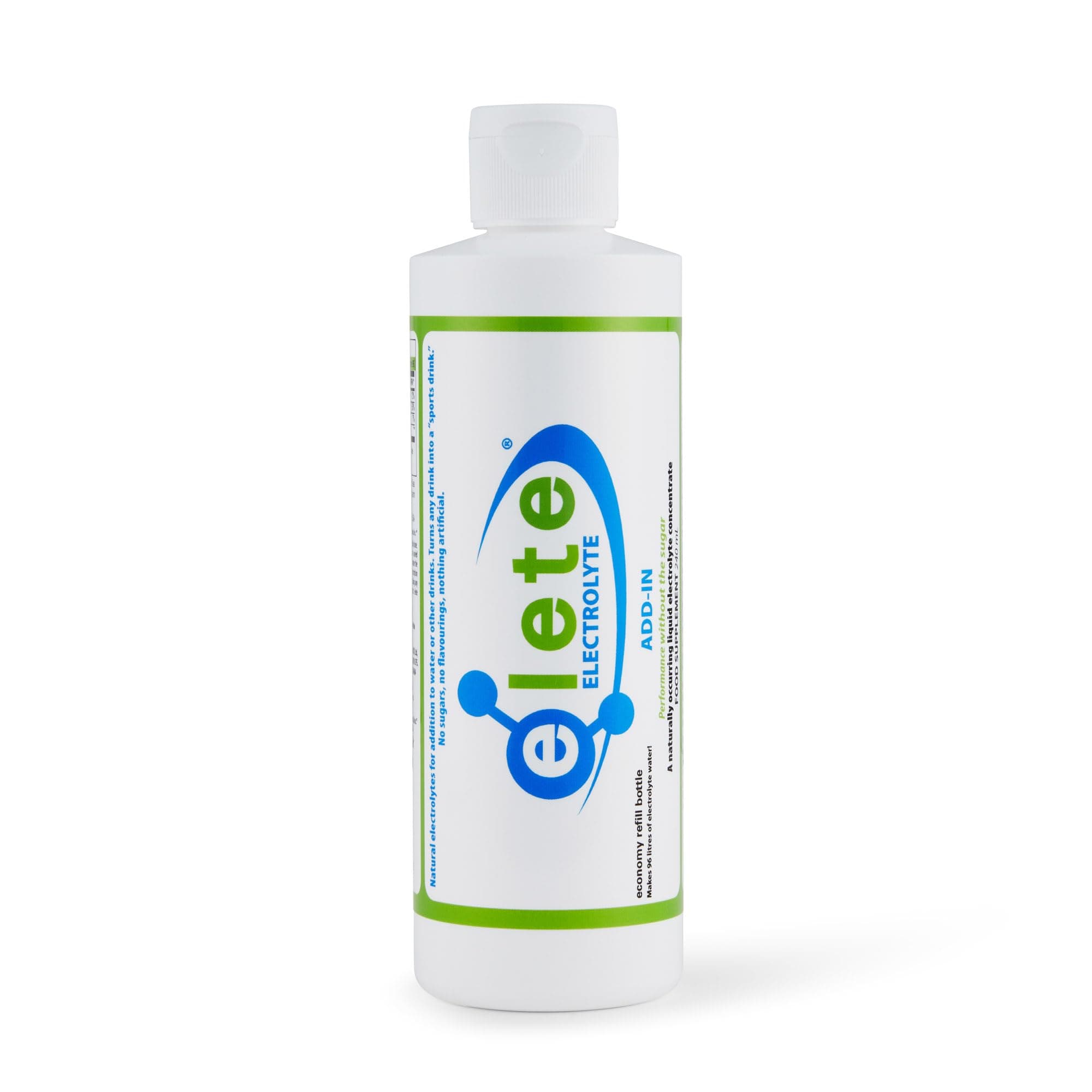 elete Electrolyte Add-In | Hydration Drops | 240ml Refill Bottle | Makes 96 Litres | Zero Calories | Zero Sugar